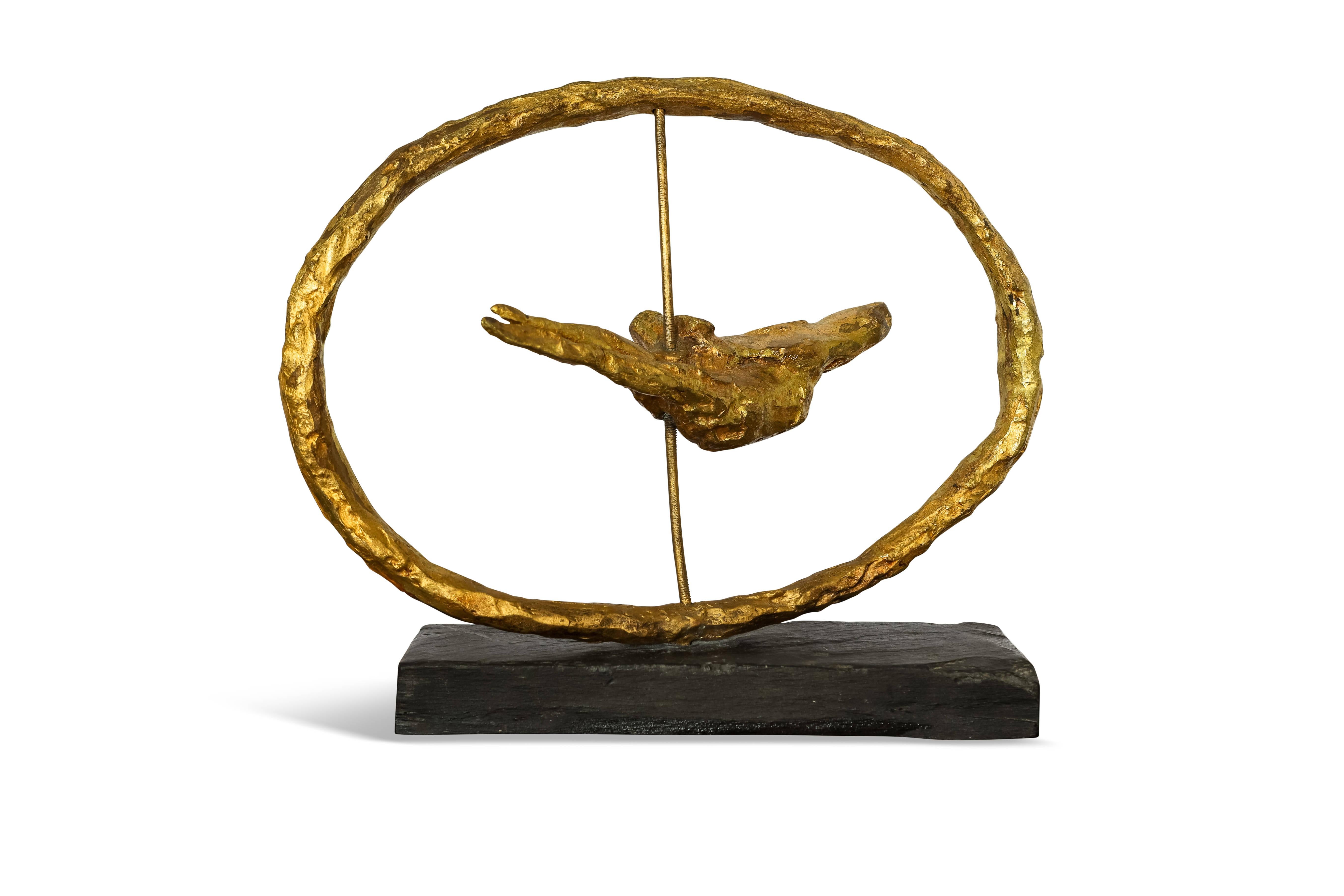 Gilt Bronze Bird Mobile Sculpture  by Gerard Koch For Sale