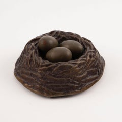 Bronze Bird Nest with Eggs