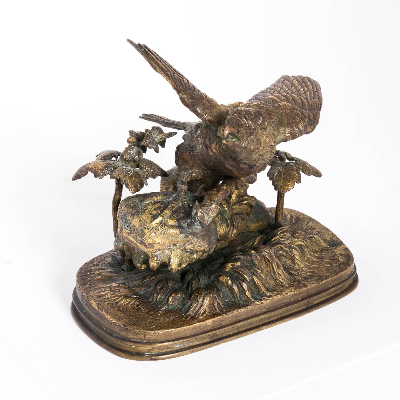 Sculpture d'oiseau en bronze de Ferdinand Pautrot Bon état à Stamford, CT