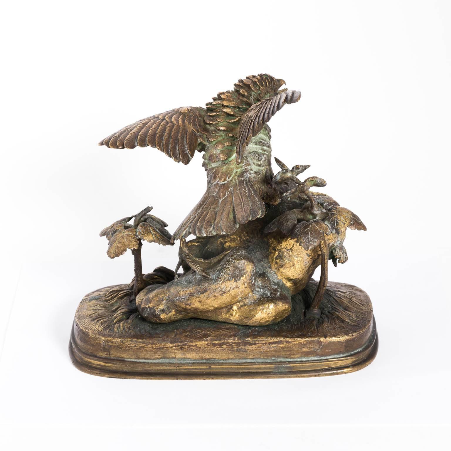 Bronze Bird Sculpture by Ferdinand Pautrot In Good Condition In Stamford, CT