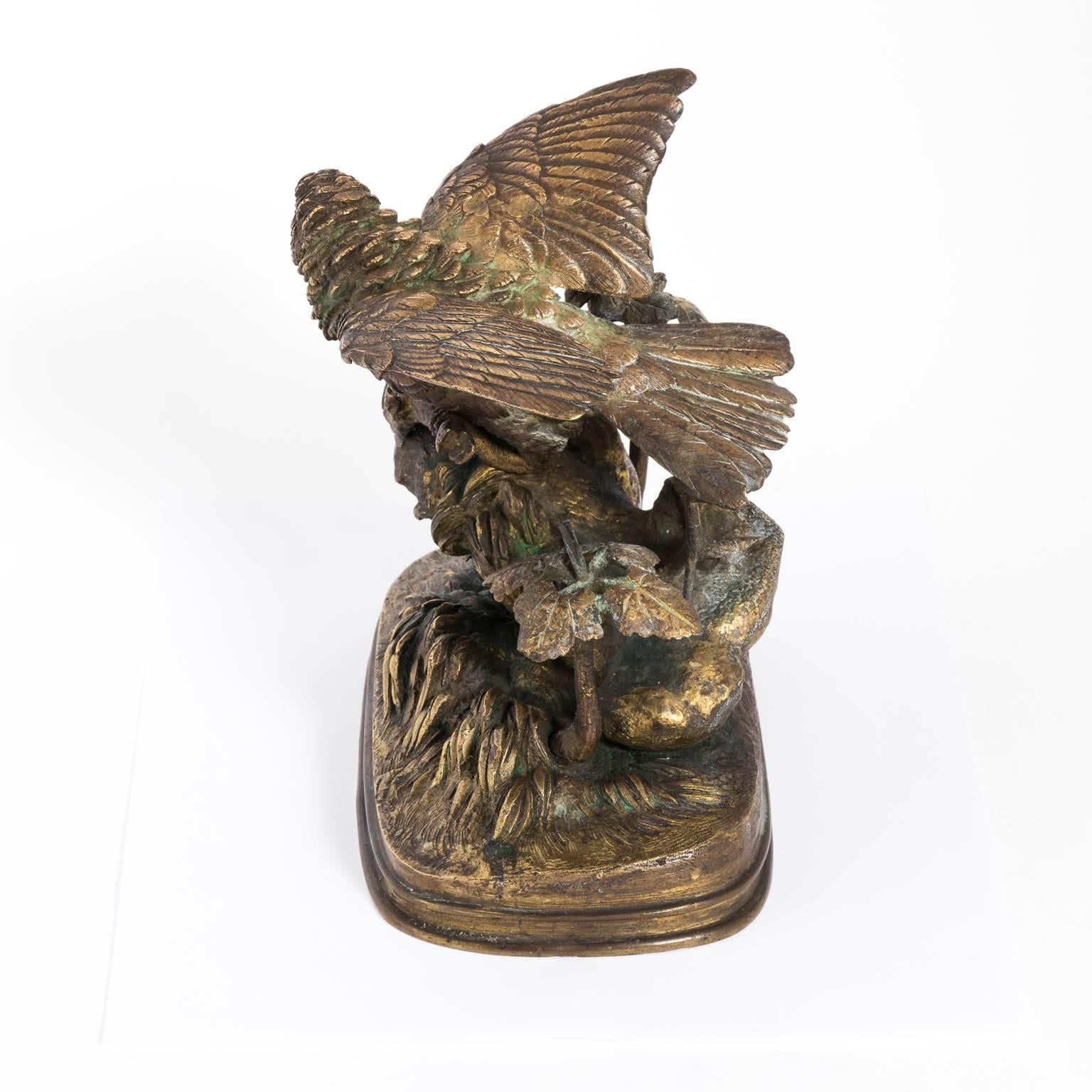 19th Century Bronze Bird Sculpture by Ferdinand Pautrot