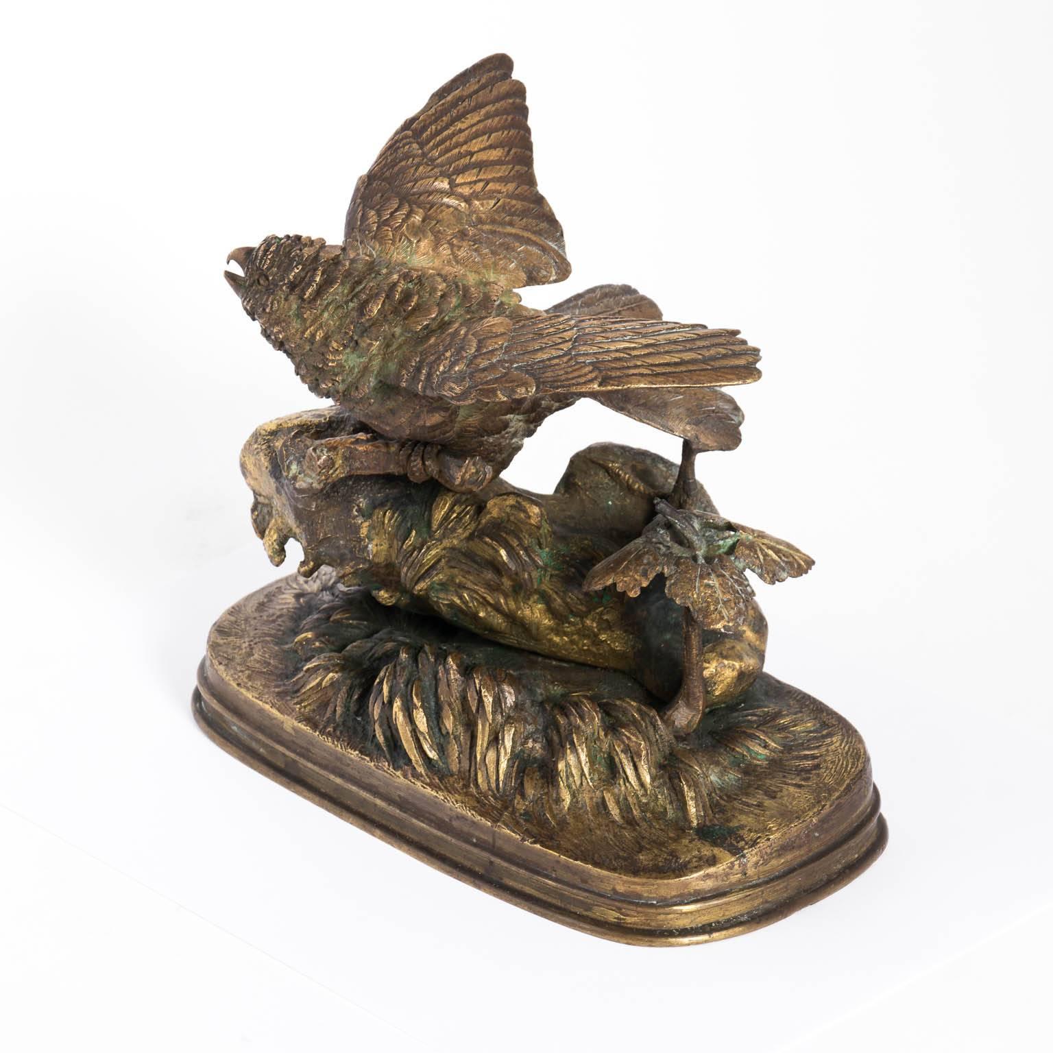 Bronze Bird Sculpture by Ferdinand Pautrot 1