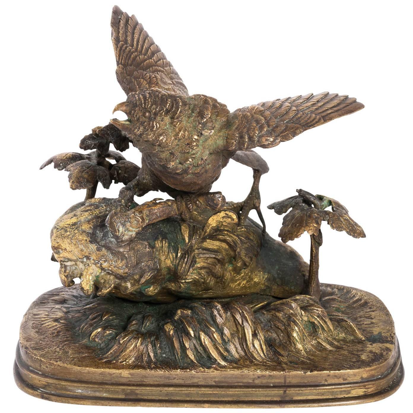 Bronze Bird Sculpture by Ferdinand Pautrot