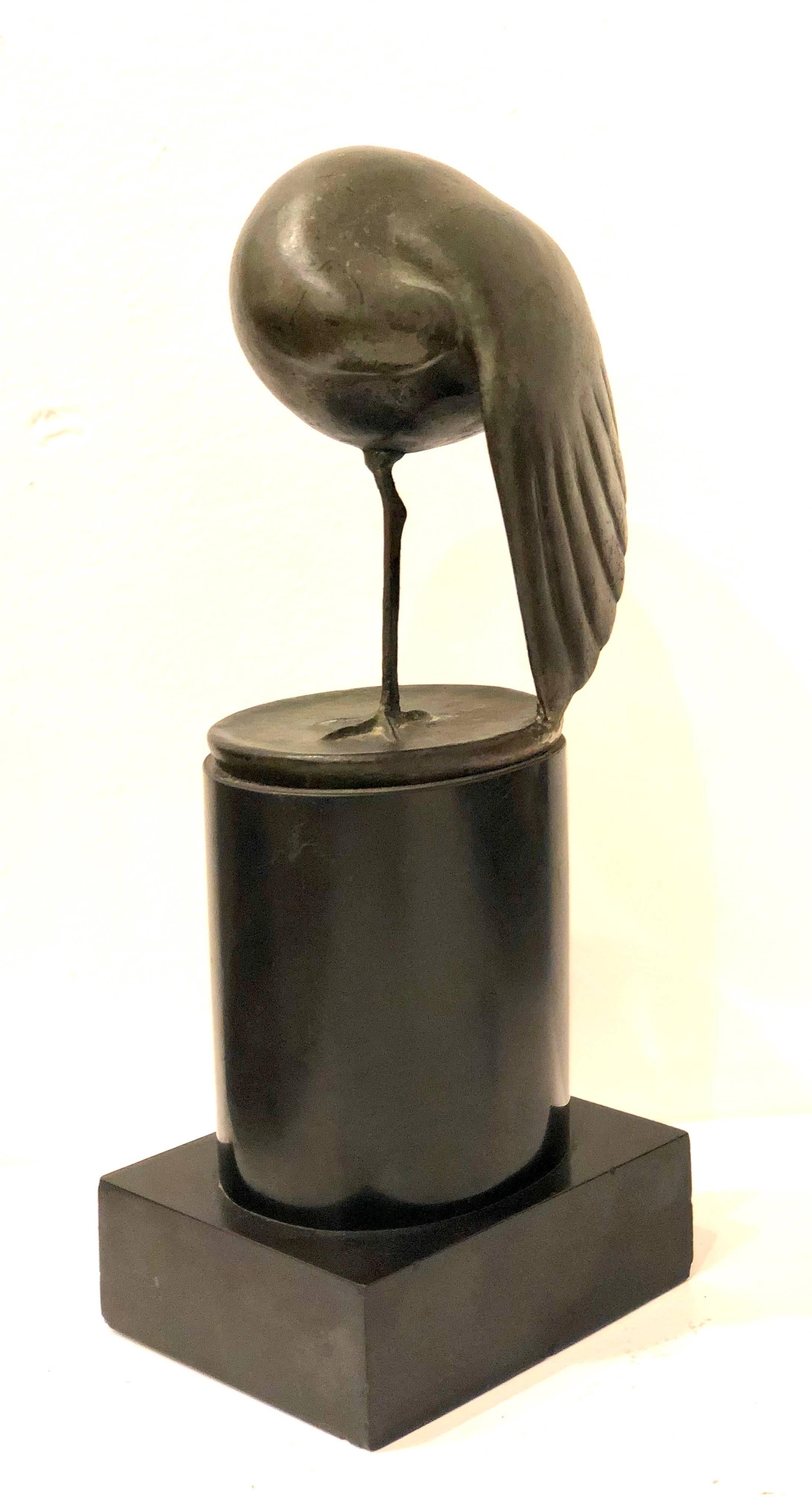 Mid-Century Modern Bronze Bird Sculpture by Roman Bronze Works on Solid Granite Base