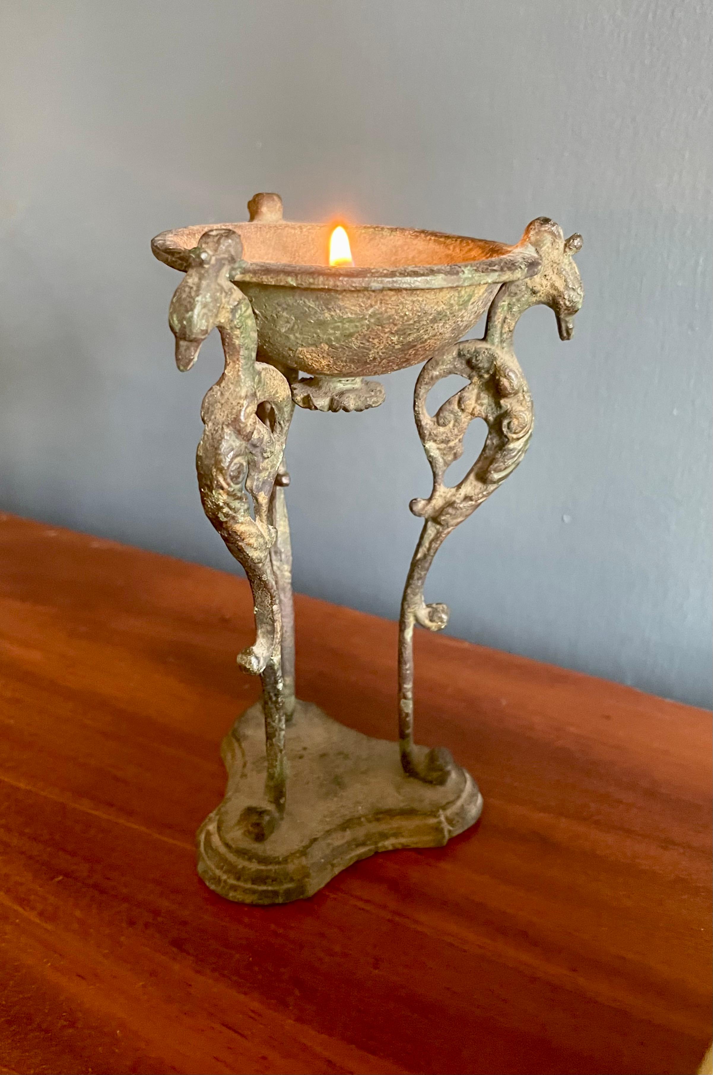 Bronze Bird Tripod Candle Stand For Sale 3