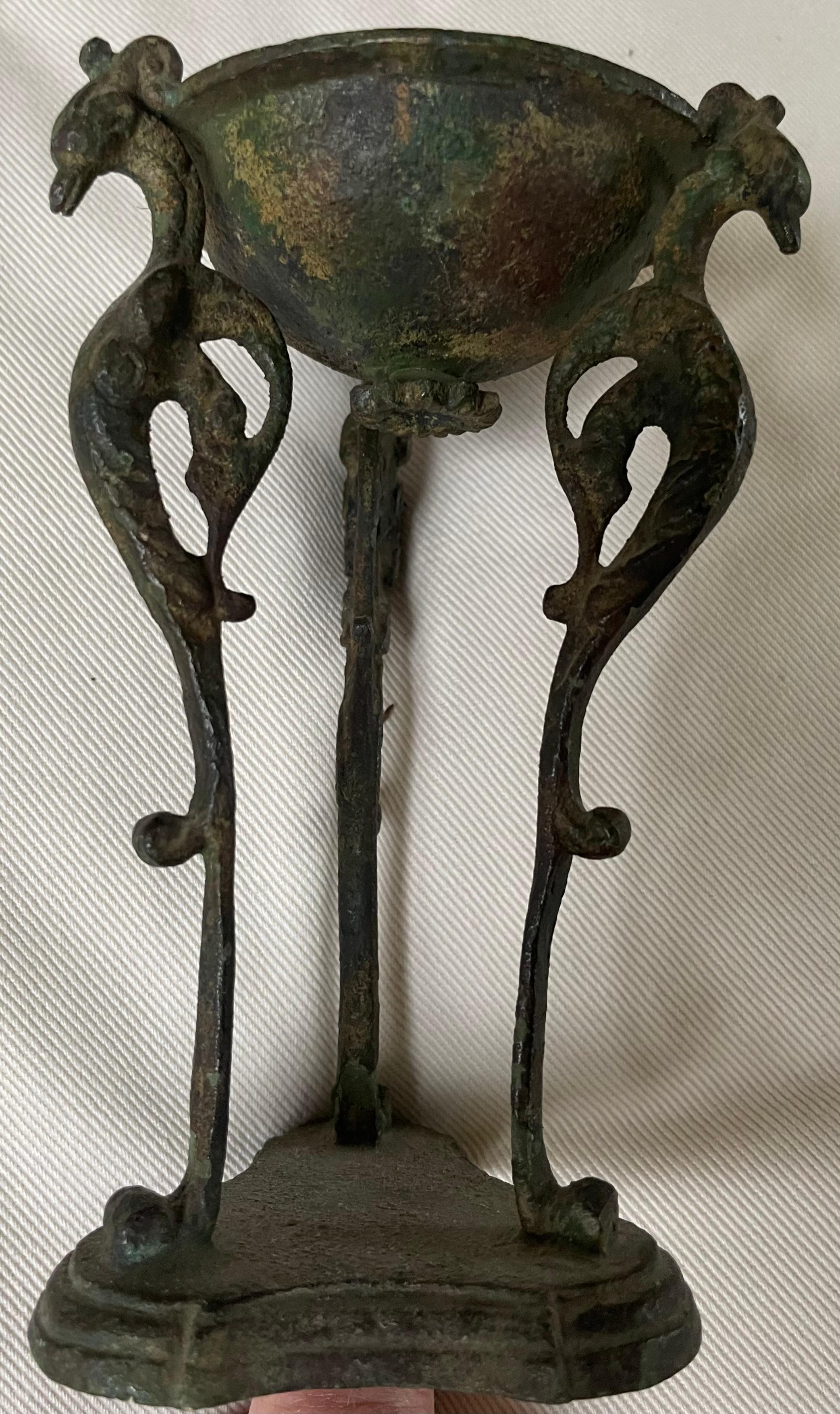 Bronze Bird Tripod Candle Stand For Sale 1