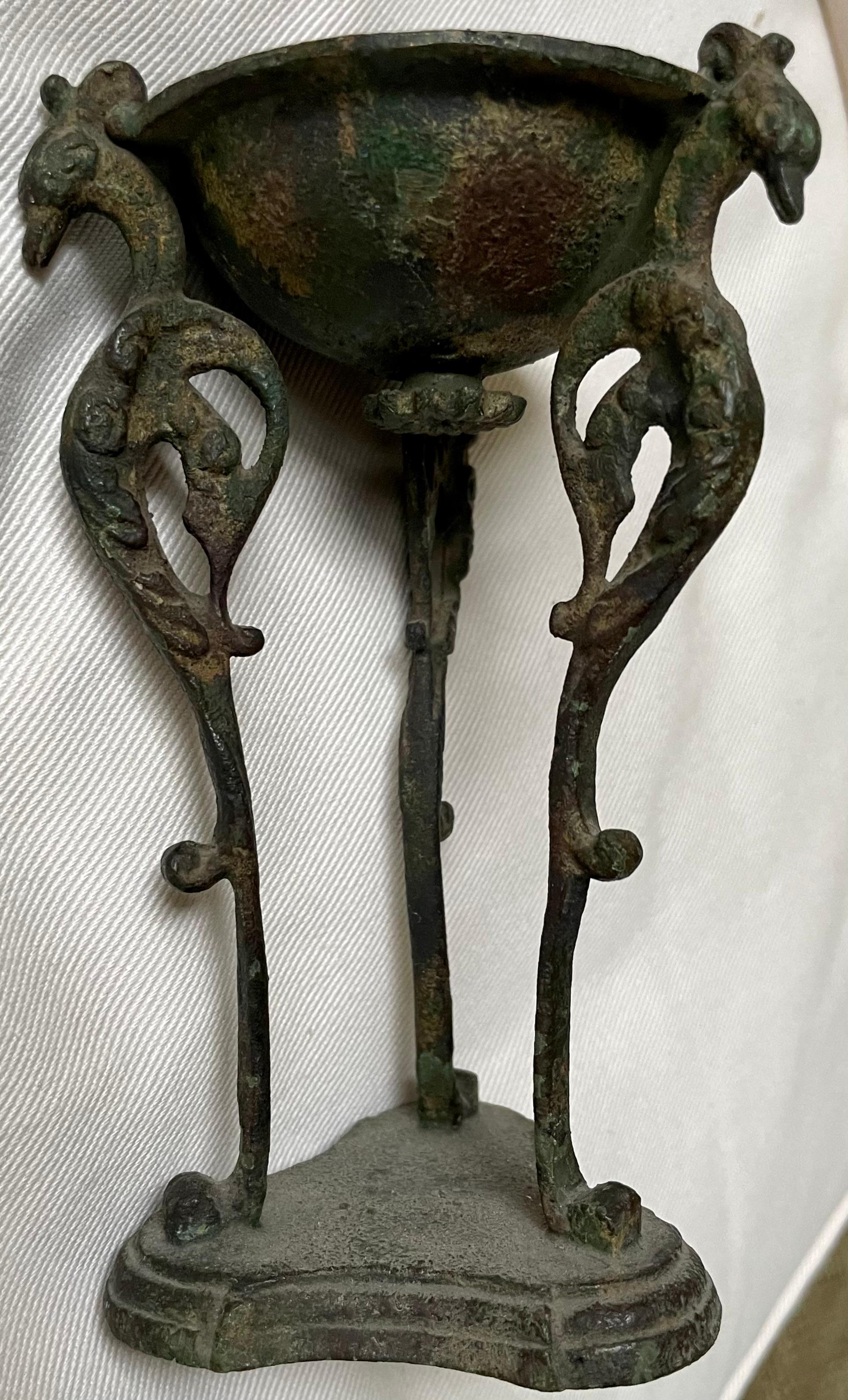 Bronze Bird Tripod Candle Stand For Sale 2