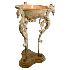 Antique Bronze Bird Tripod Candle Stand