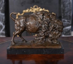 Bronze Bison with Marble Base