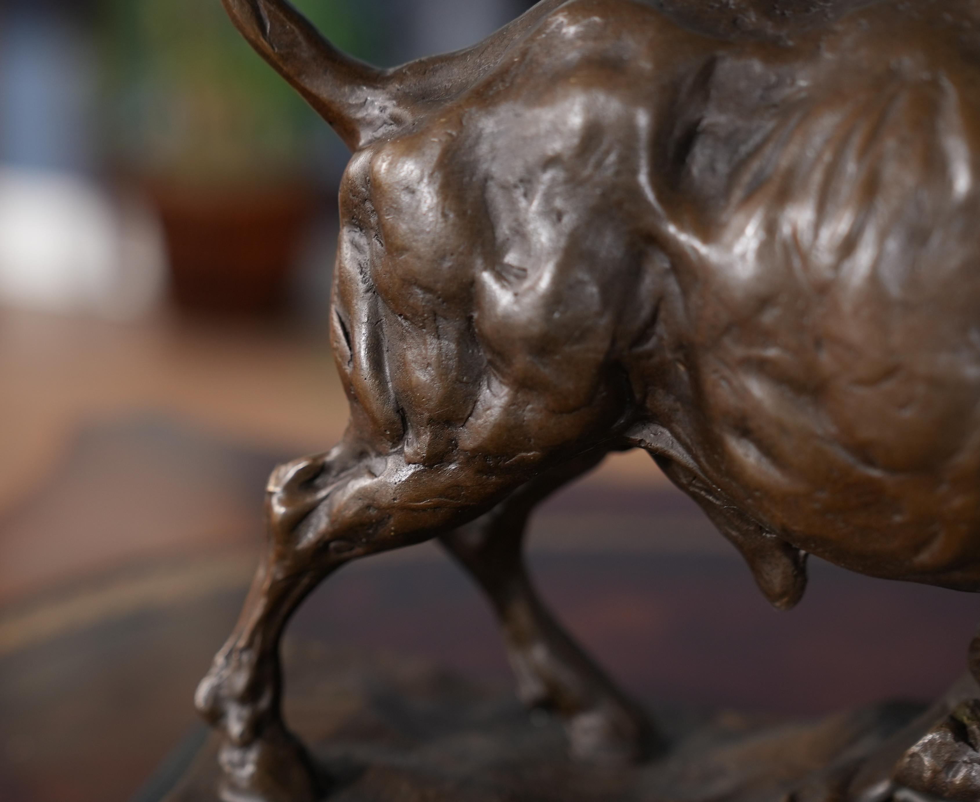 Bronze Bison with Marble Base In New Condition For Sale In Annville, PA