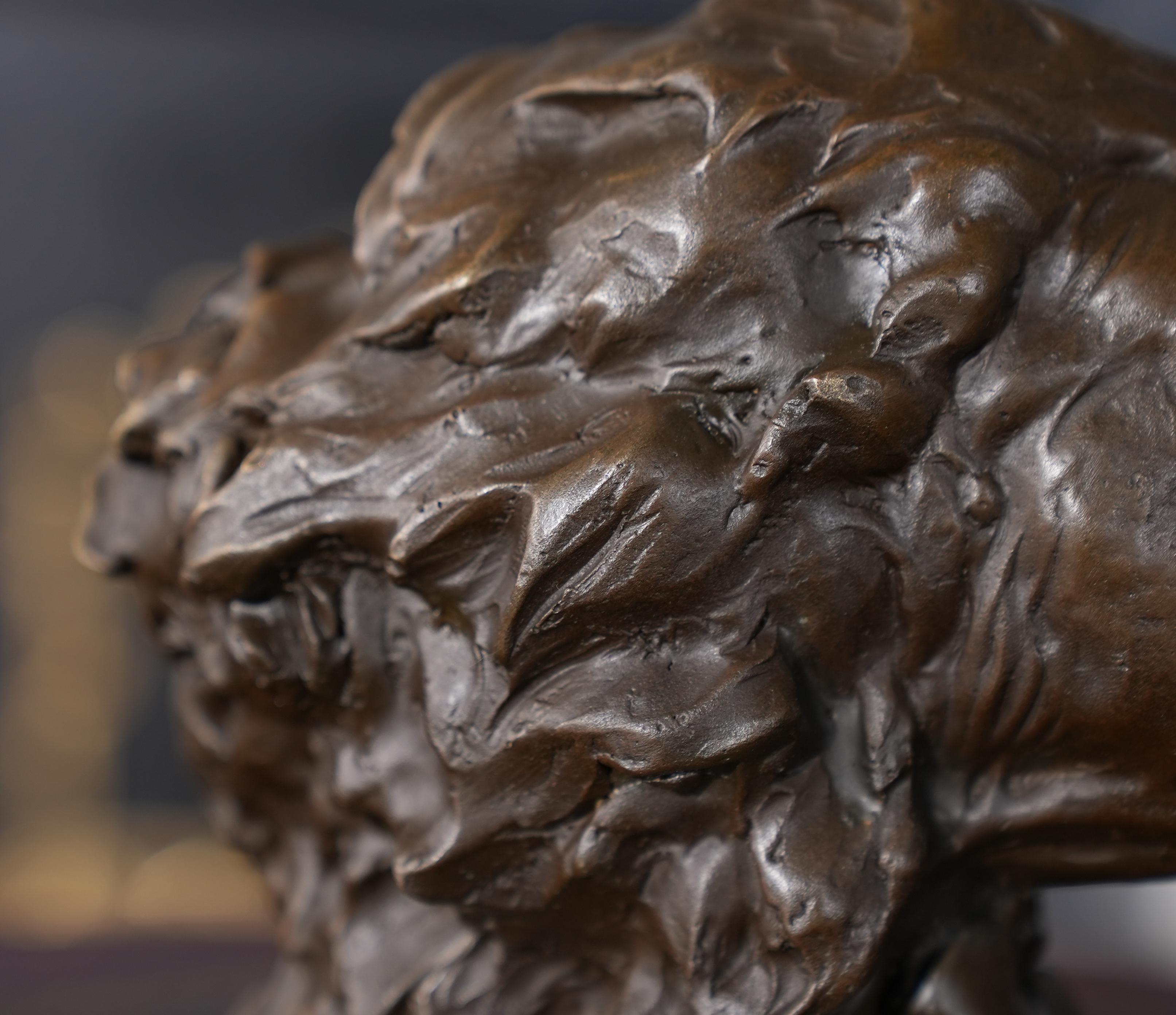 Bronze Bison with Marble Base For Sale 2