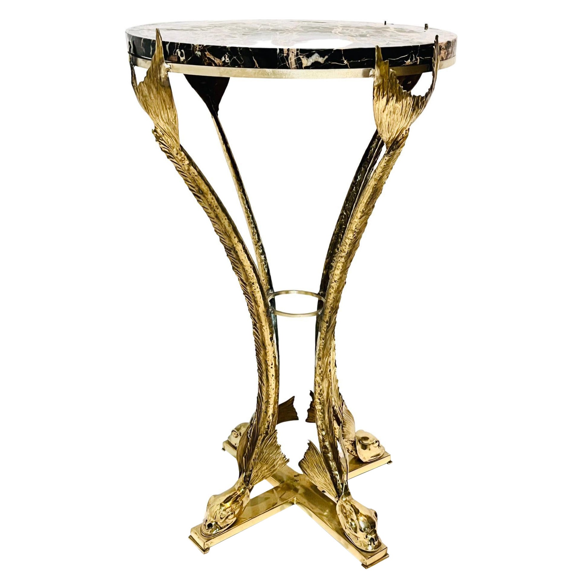 Bronze Black and gold  Portor Marble Top Gueridon by Jacques Duval Brasseur