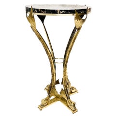 Bronze Schwarz und Gold Portor Marmorplatte Gueridon von Jacques Duval Brasseur
