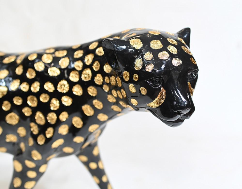 Bronze Black Panther Statue Art Deco Cat For Sale 7