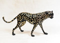 Bronze Black Panther Statue Art Deco Cat