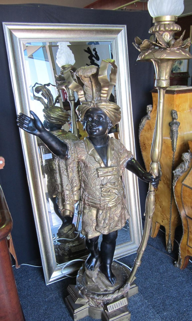 Bronze Blackamoor or Nubian Statue with a Light For Sale at 1stdibs