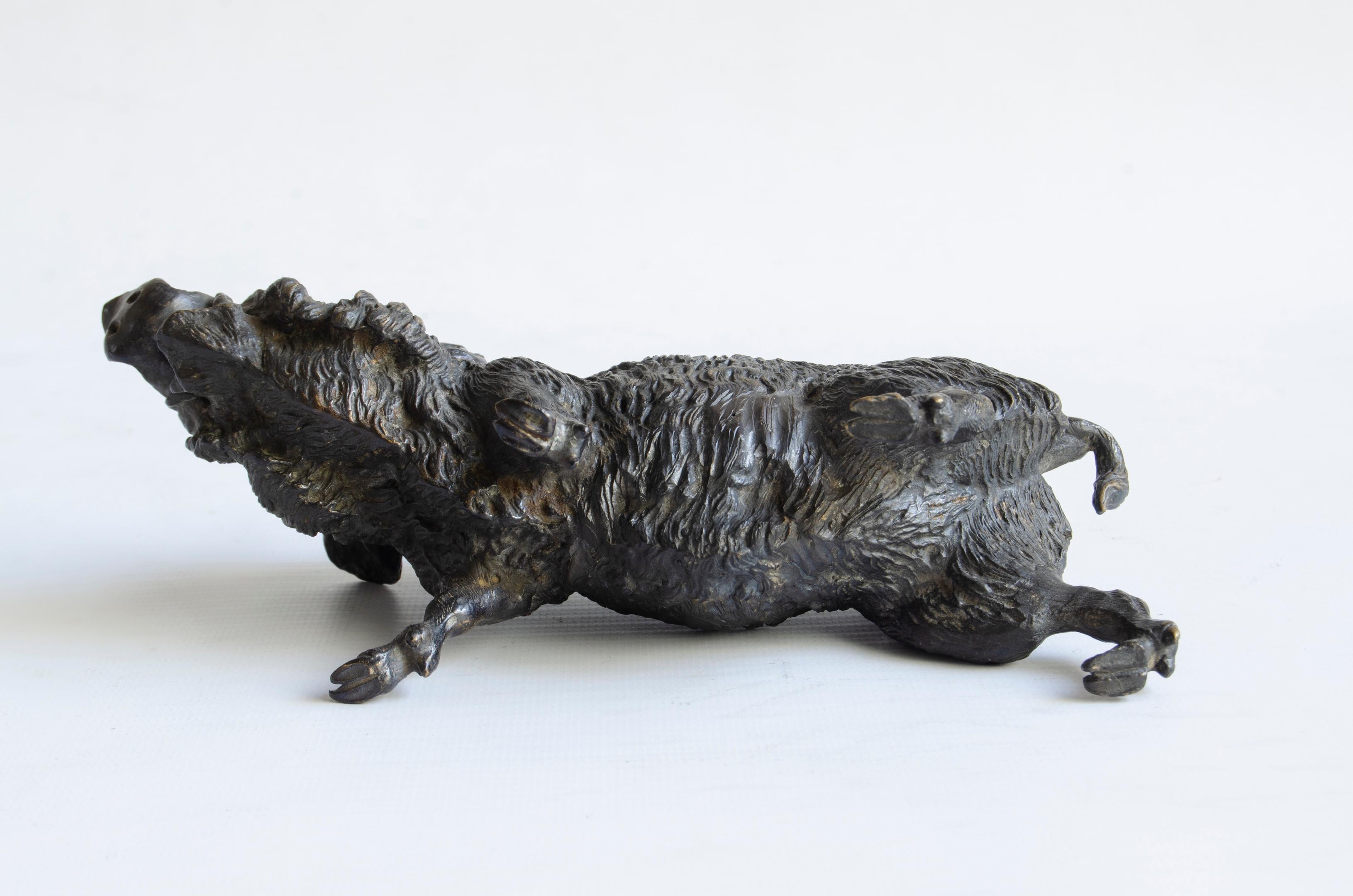 Art Nouveau Bronze Boar Sculpture