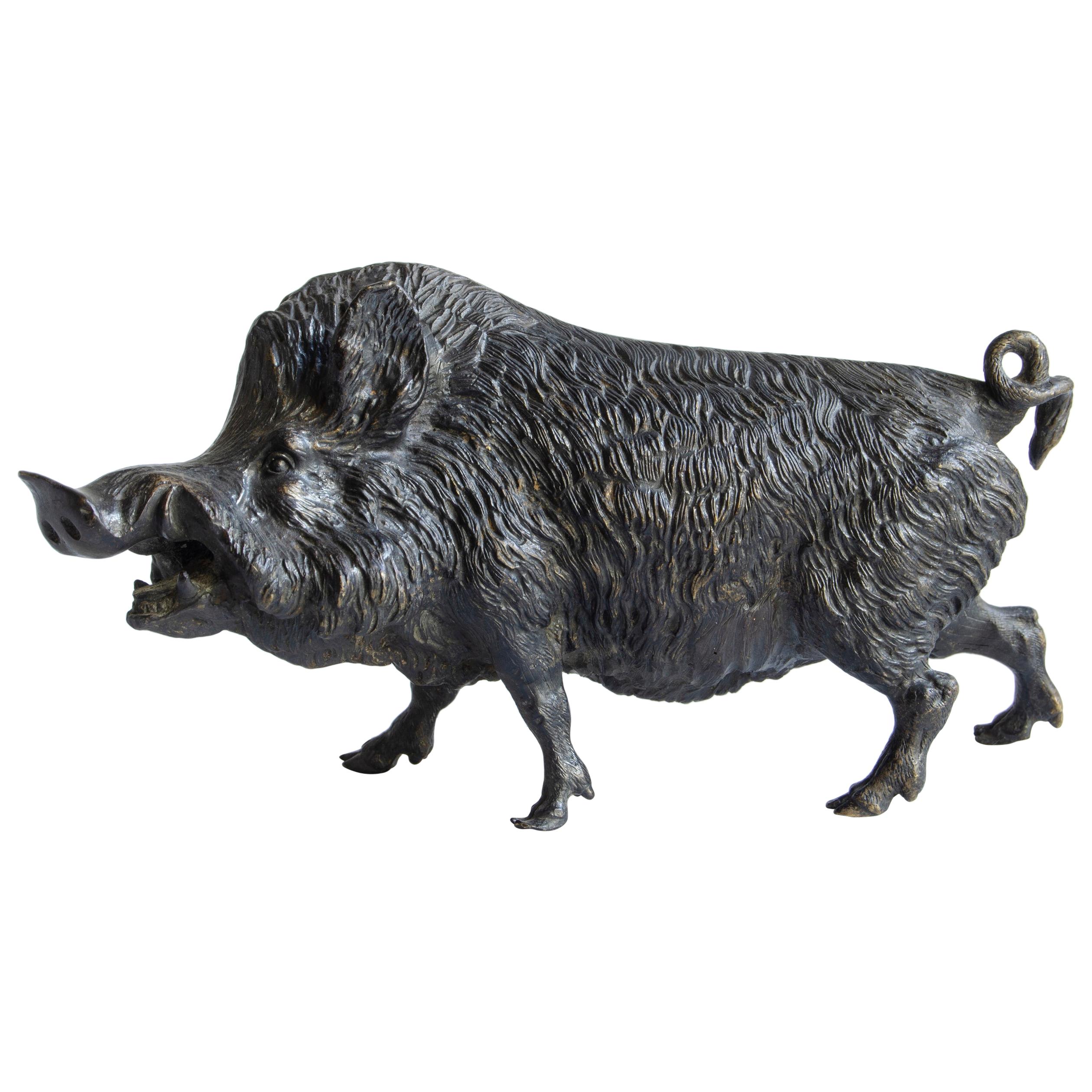 Bronze Boar Sculpture