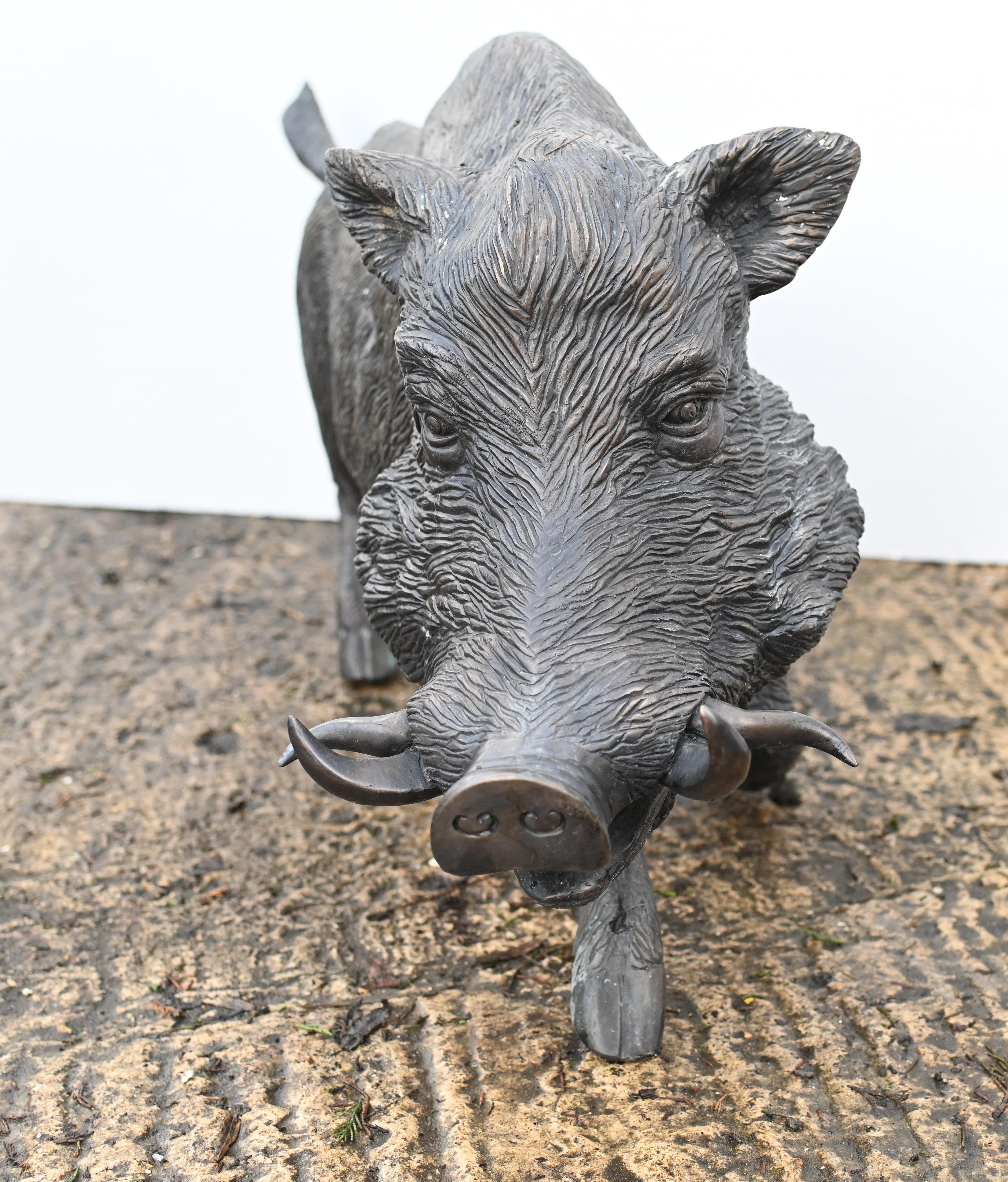 Late 20th Century Bronze Boar Statue Celtic Hog Casting