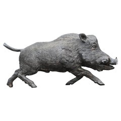 Used Bronze Boar Statue Celtic Hog Casting