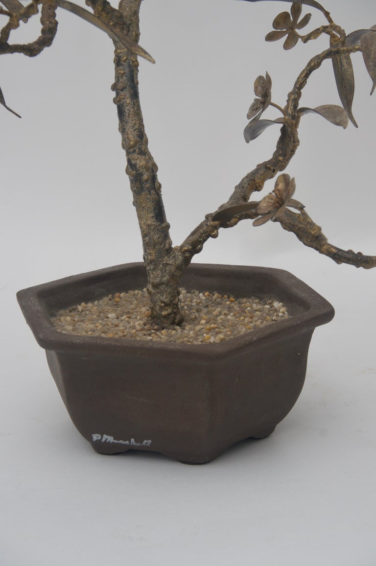 Hand-Crafted Bronze Bonsai Cherry Blossom Tree Sculpture For Sale