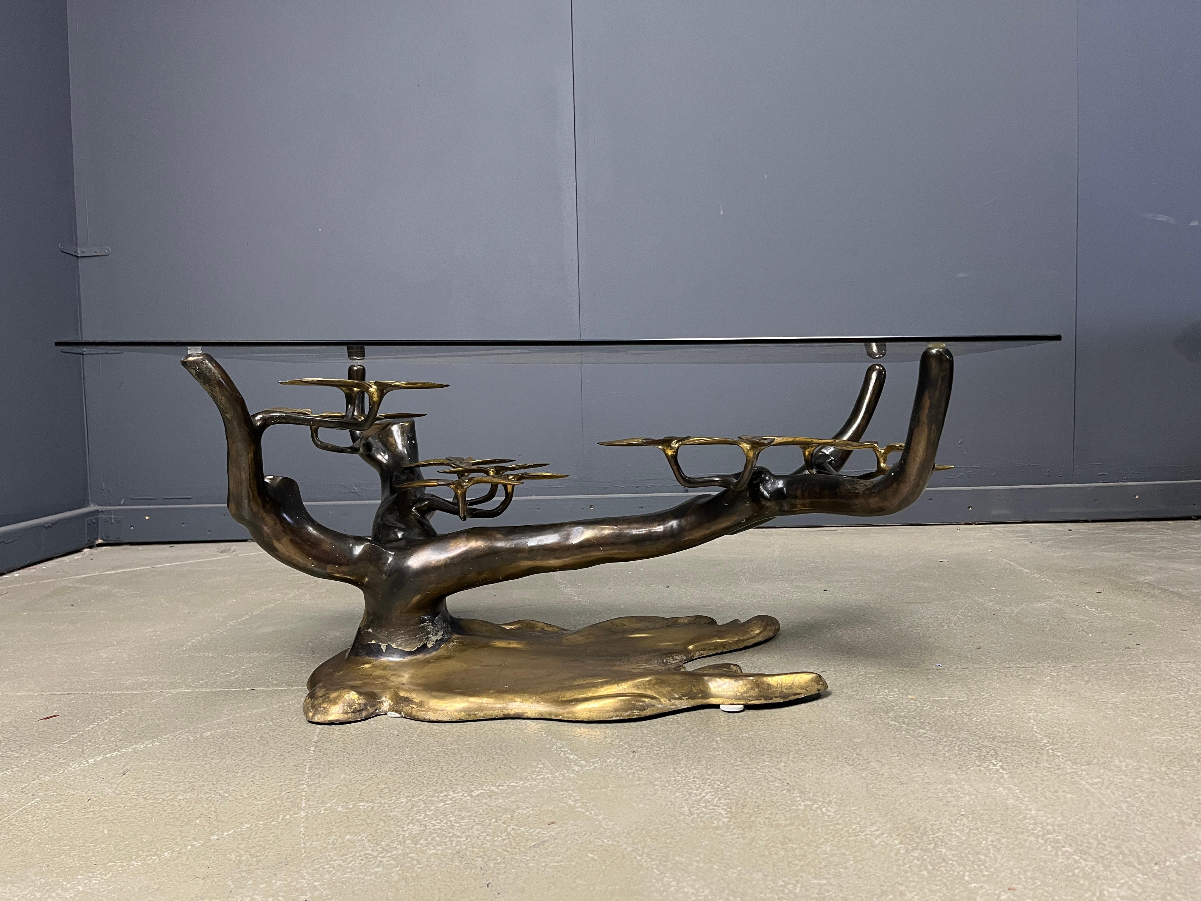 Bronze bonsai coffee table by Willy daro, 1970s en vente 3