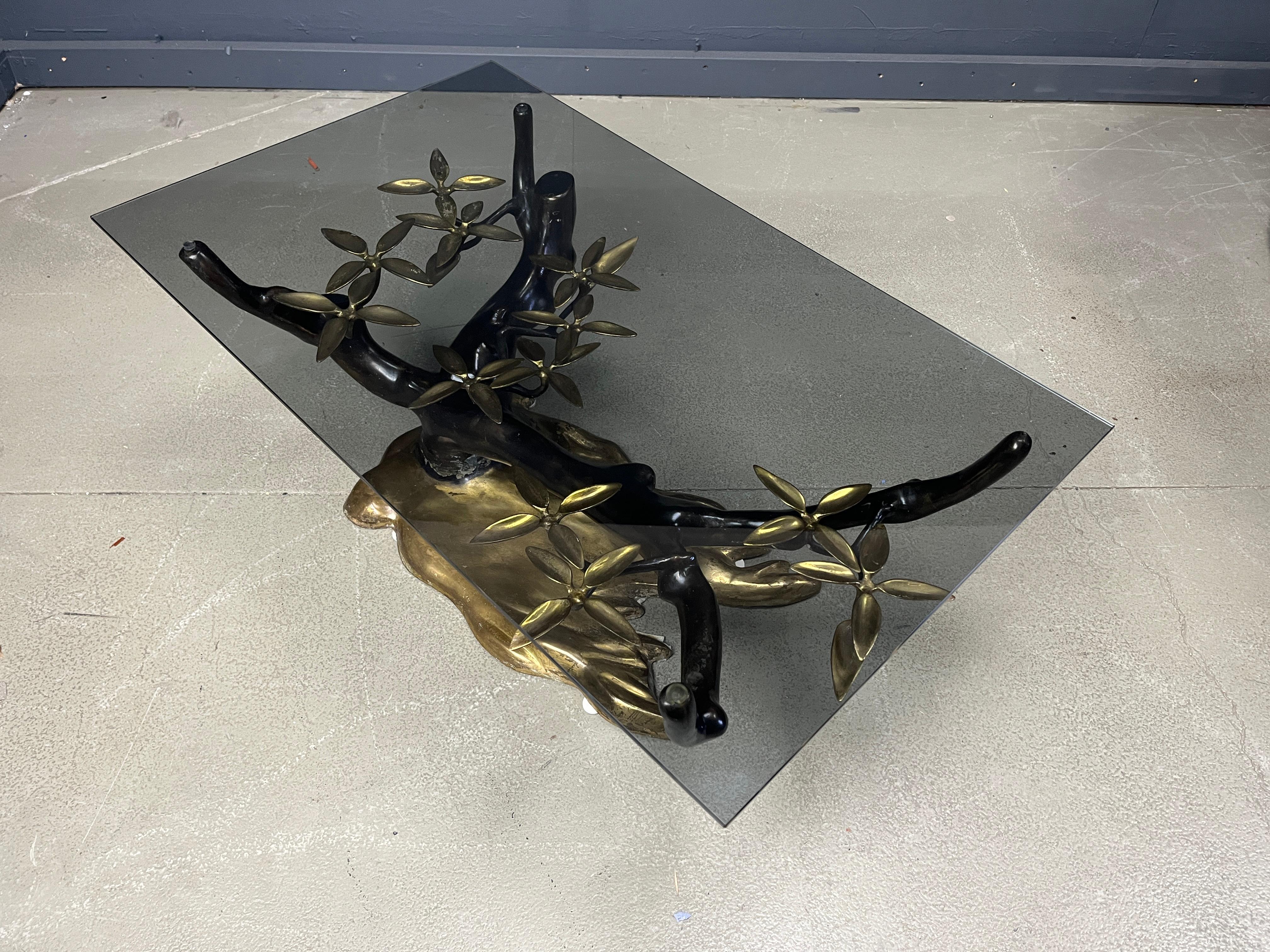Bronze bonsai coffee table by Willy daro, 1970s en vente 8