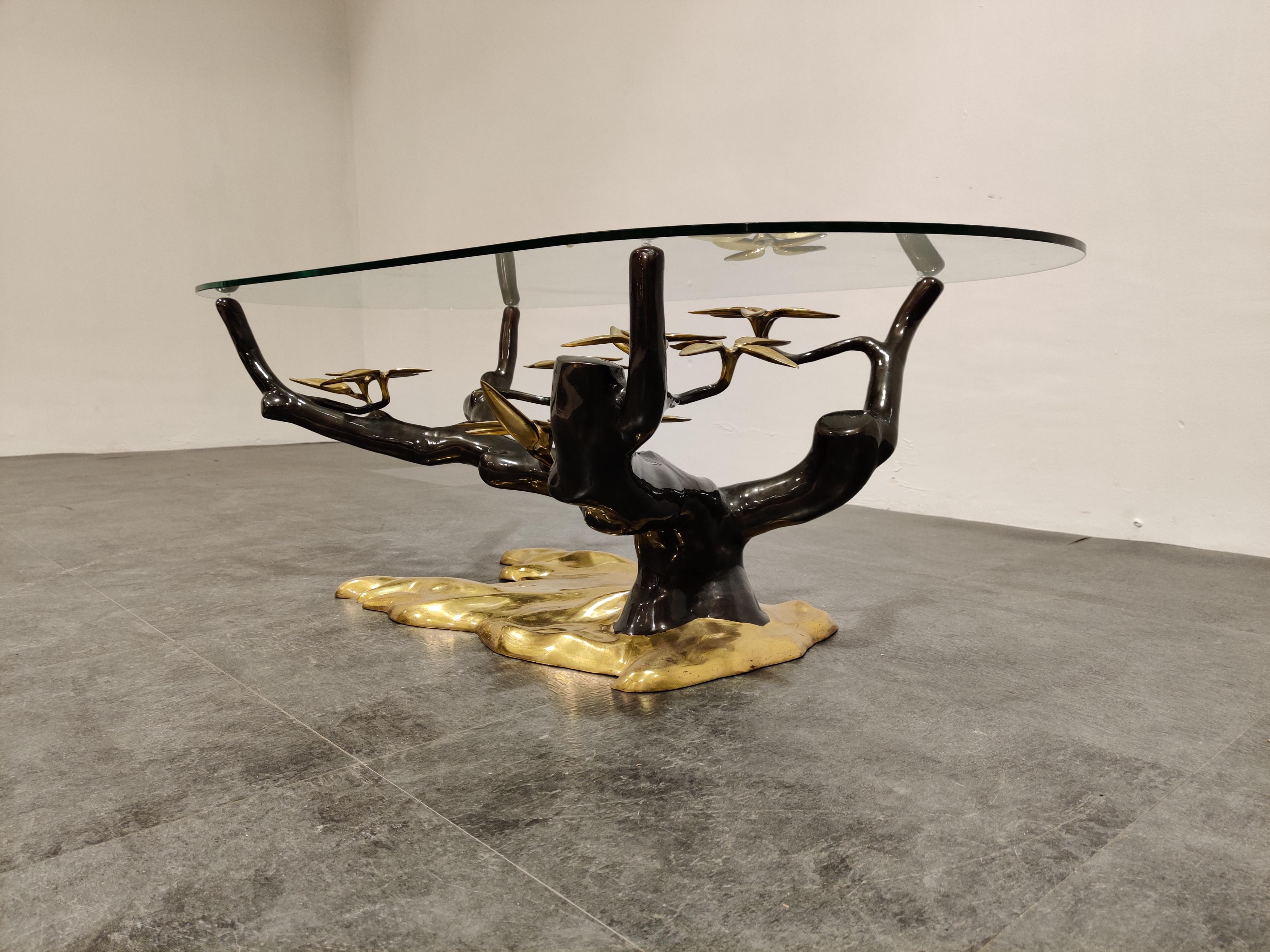 Hollywood Regency Bronze Bonsai Coffee Table by Willy Daro, 1970s