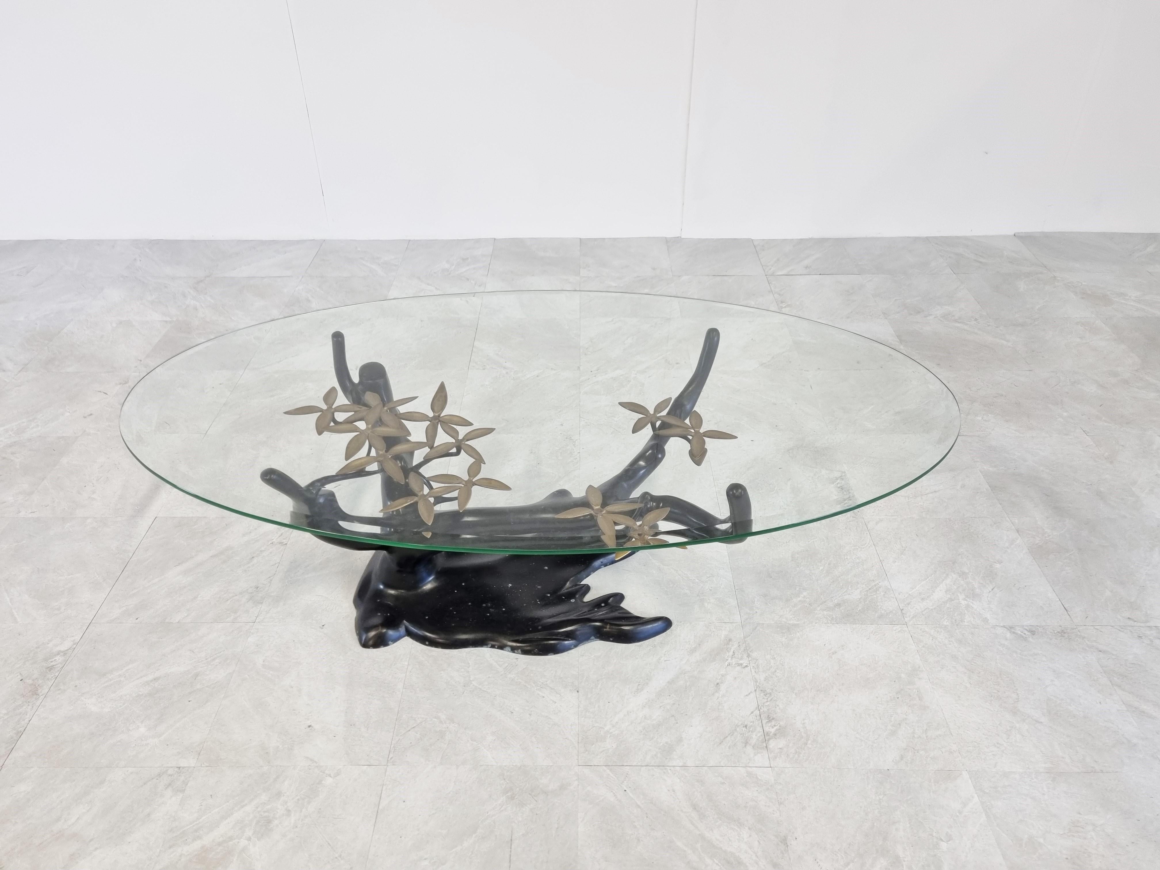 Hollywood Regency Bronze Bonsai Coffee Table by Willy Daro, 1970s