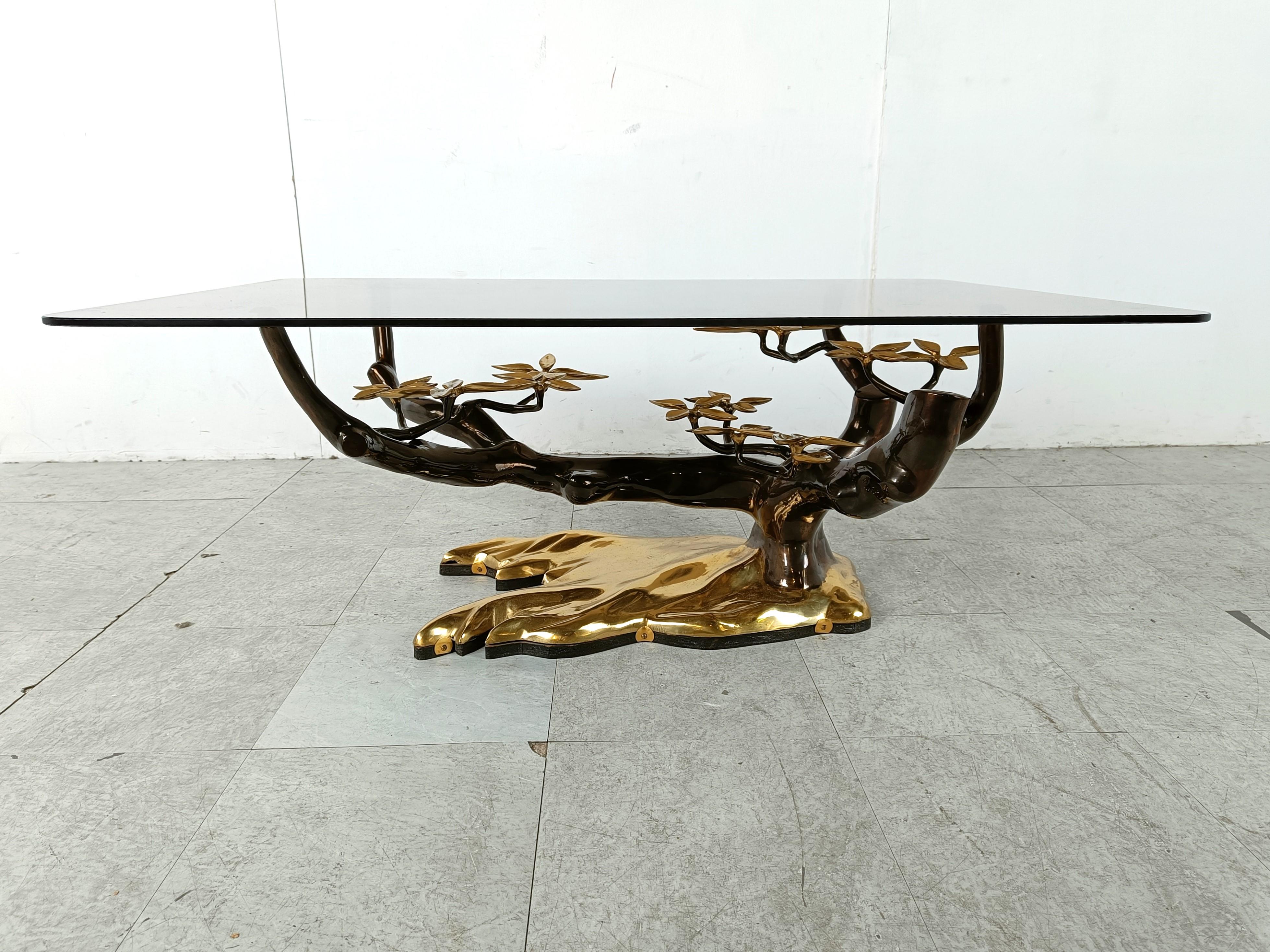 Belgian Bronze bonsai coffee table by Willy daro, 1970s
