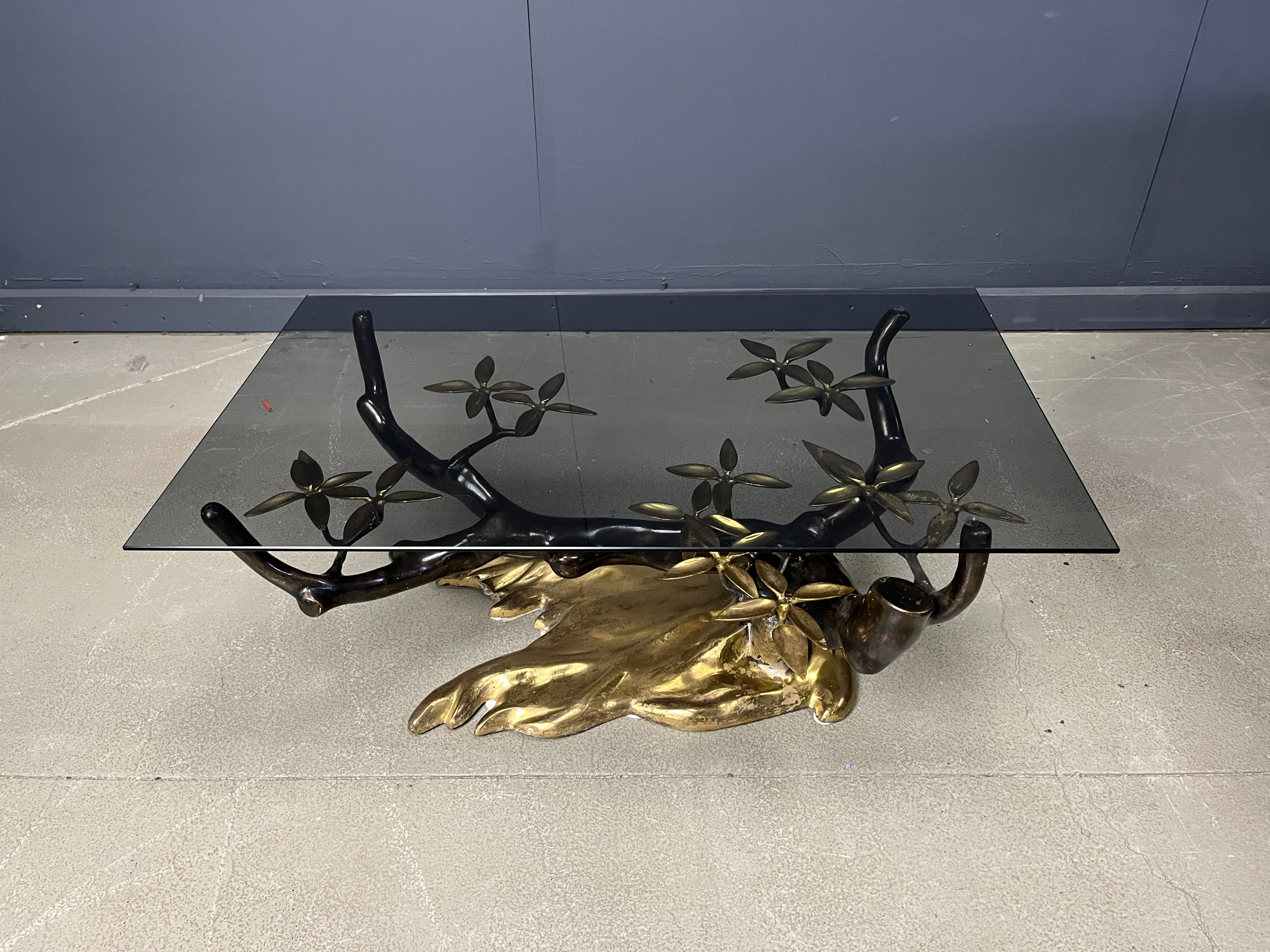 Bronze bonsai coffee table by Willy daro, 1970s Bon état - En vente à Leuven, Vlaams Gewest