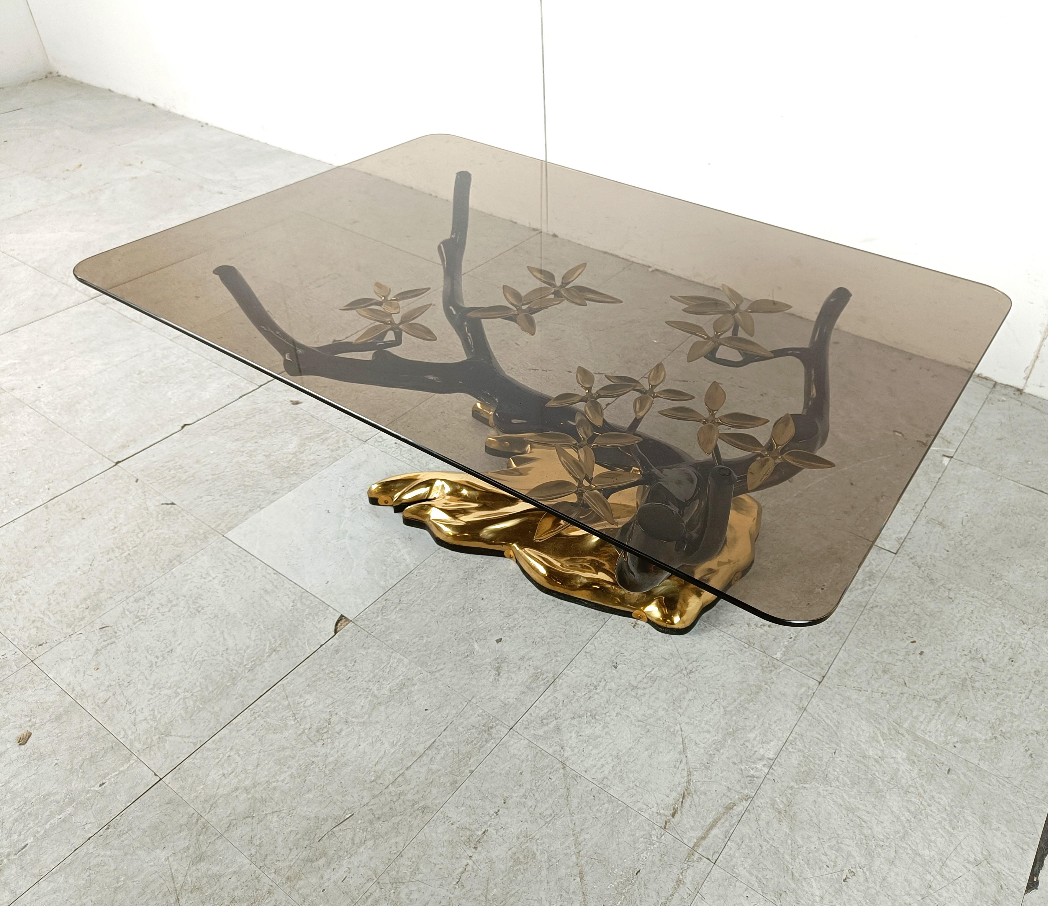 Brass Bronze bonsai coffee table by Willy daro, 1970s