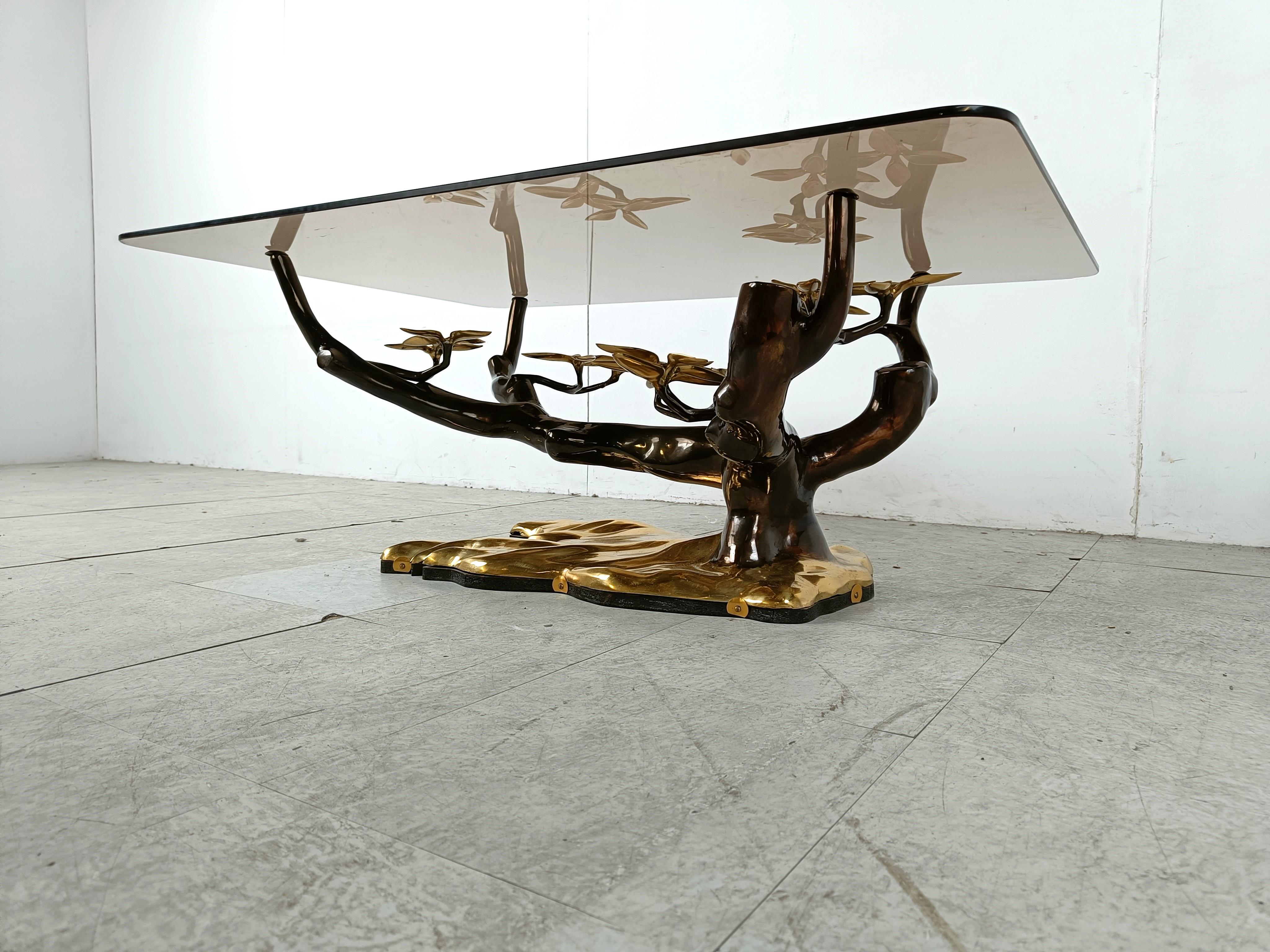 Bronze bonsai coffee table by Willy daro, 1970s 1