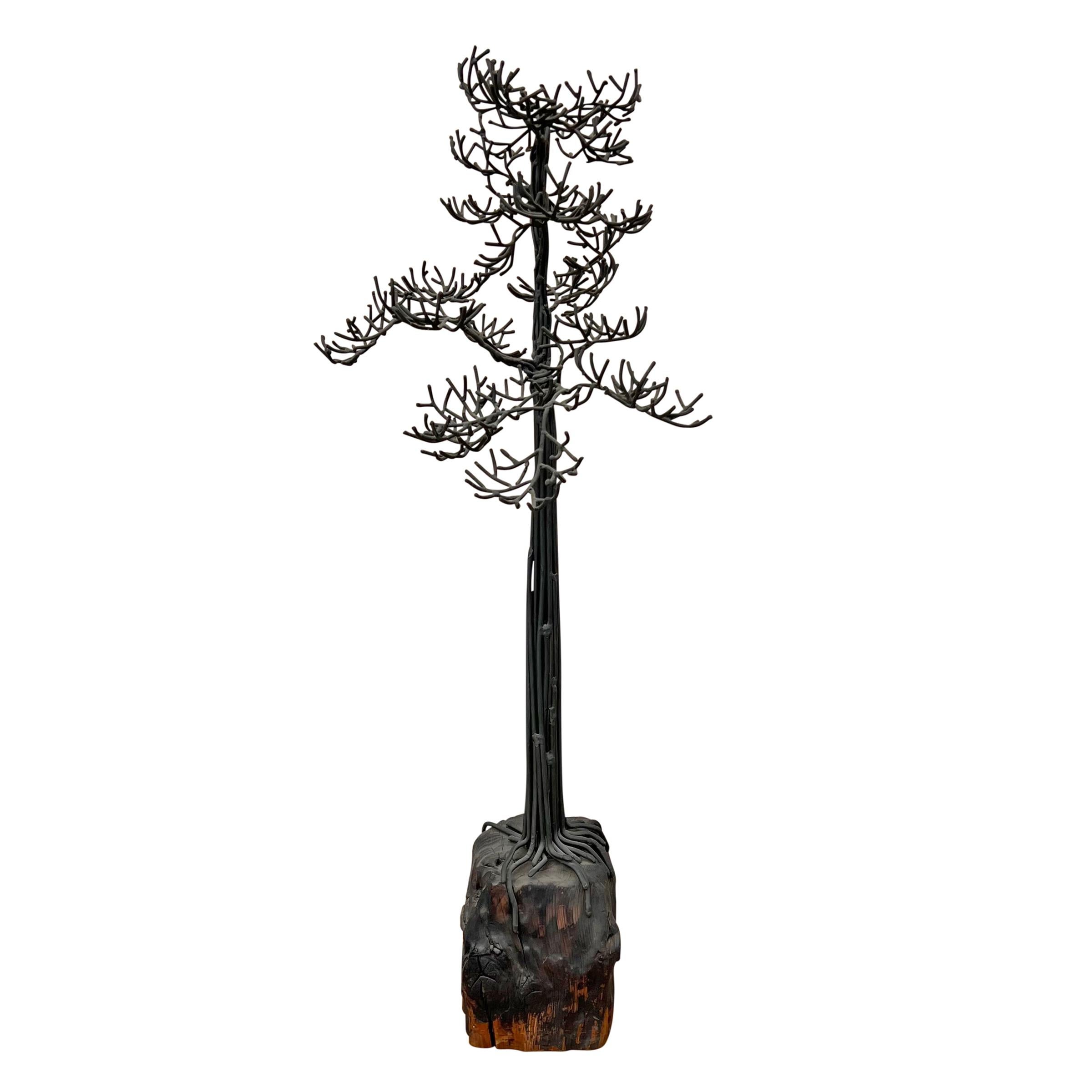 Bronze Bonsai Tree Sculpture by Brutalist Artist Belva Ball In Good Condition In Chicago, IL