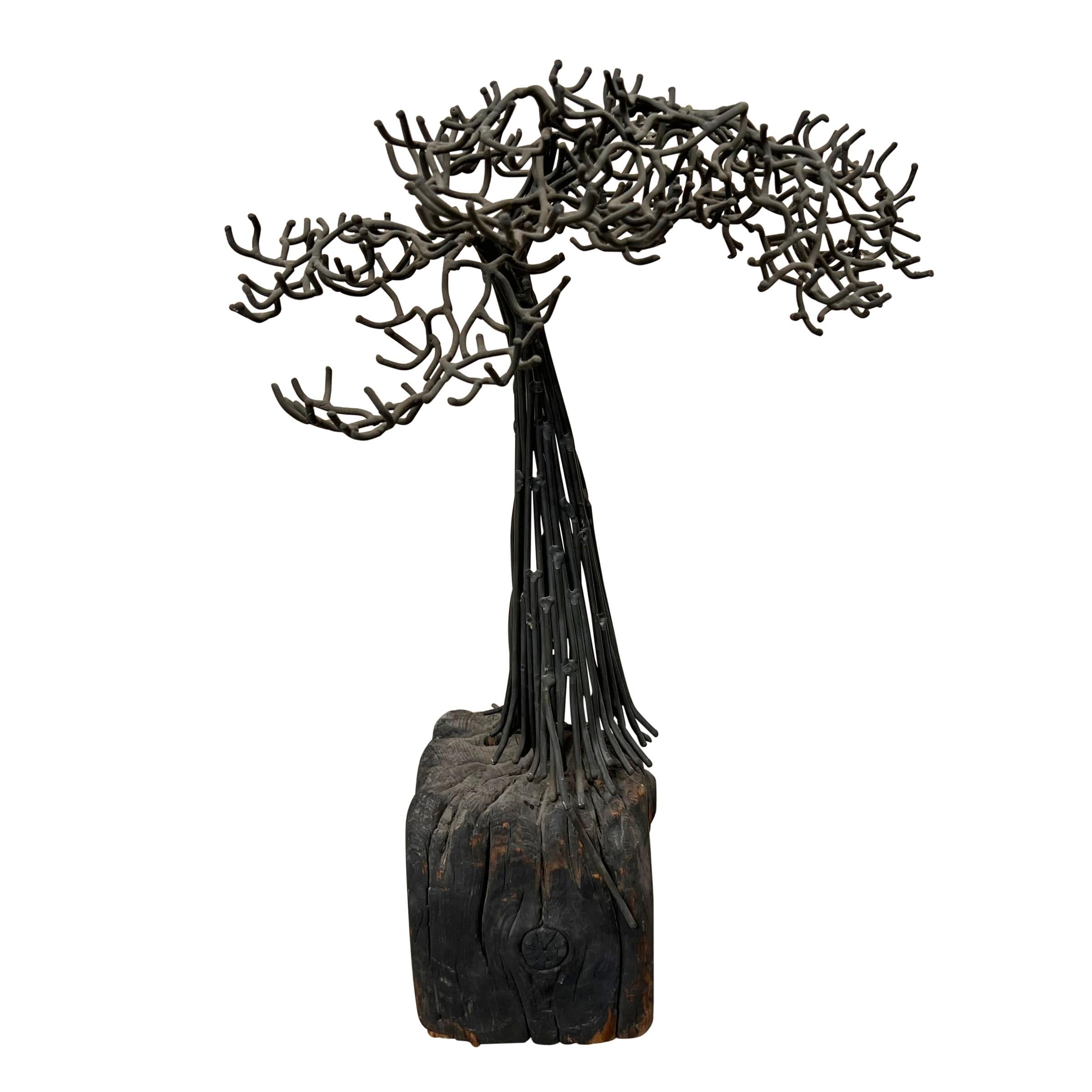 Bronze Bonsai Tree Sculpture by Brutalist Artist Belva Ball