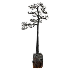 Escultura de árbol bonsái de bronce de la artista brutalista Belva Ball