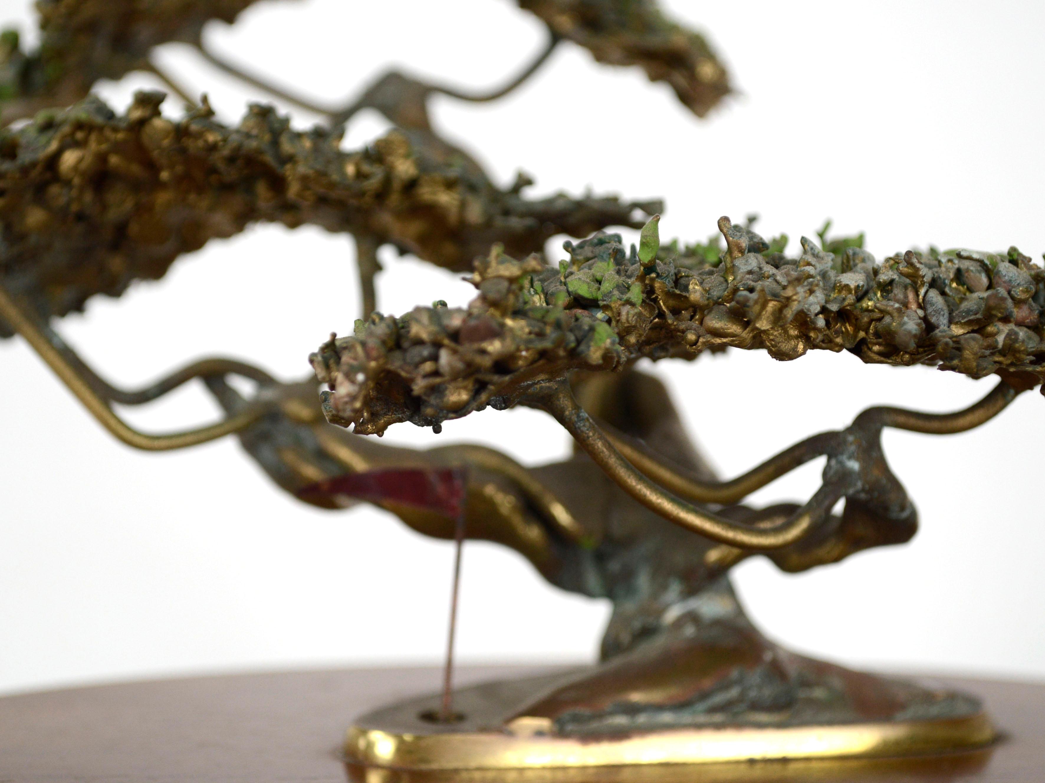 Bronze Bonsai Tree with Golf Hole Sculpture In Good Condition In Soquel, CA