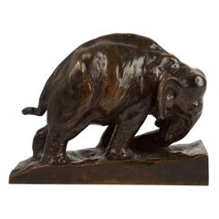 Bronze Bookend Sculpture "Pushing Elephant" by Mahonri M. Young, Cast by Gorham