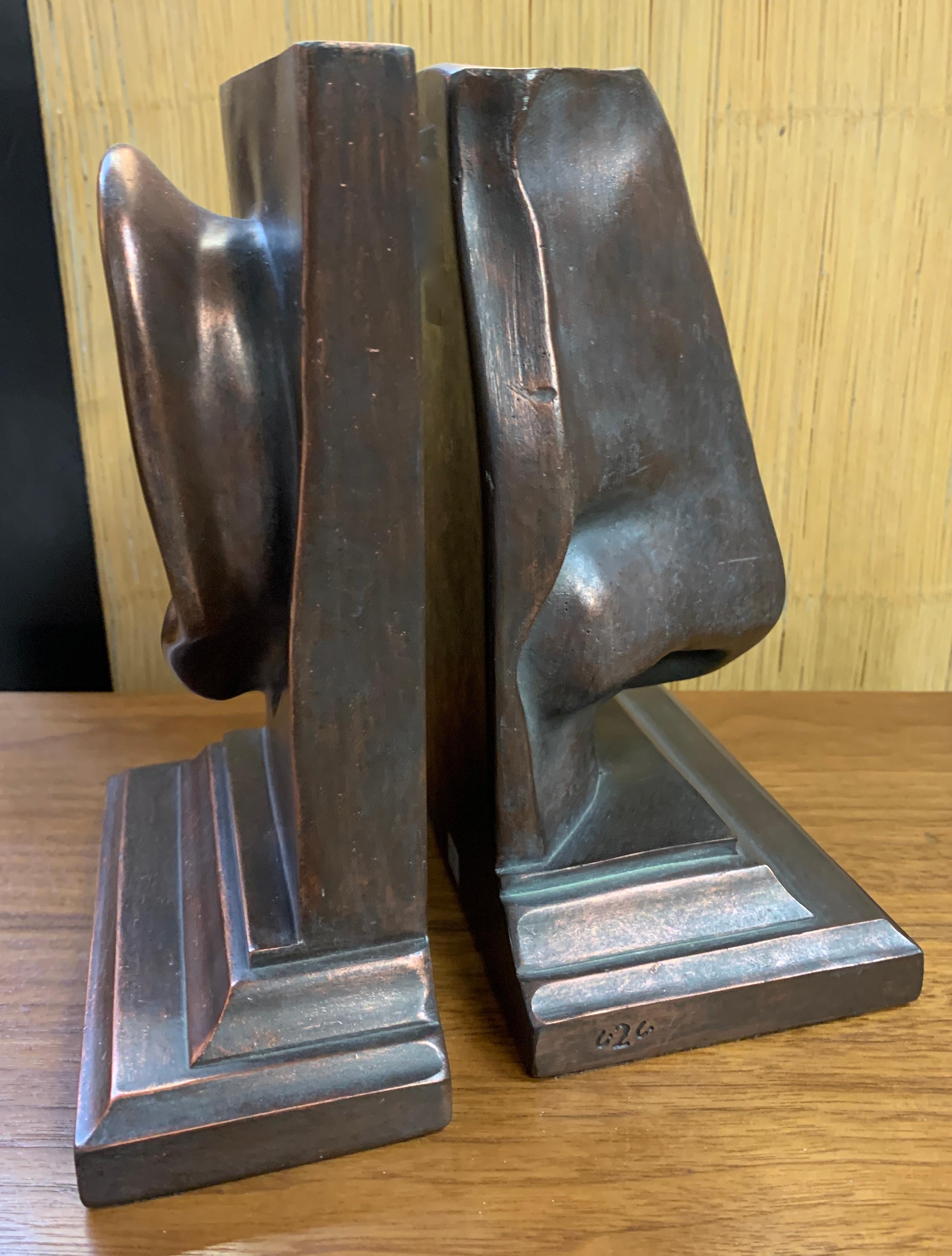 Bookends in Ear and Nose Shapes with Bronze Look  In Good Condition In Los Angeles, CA