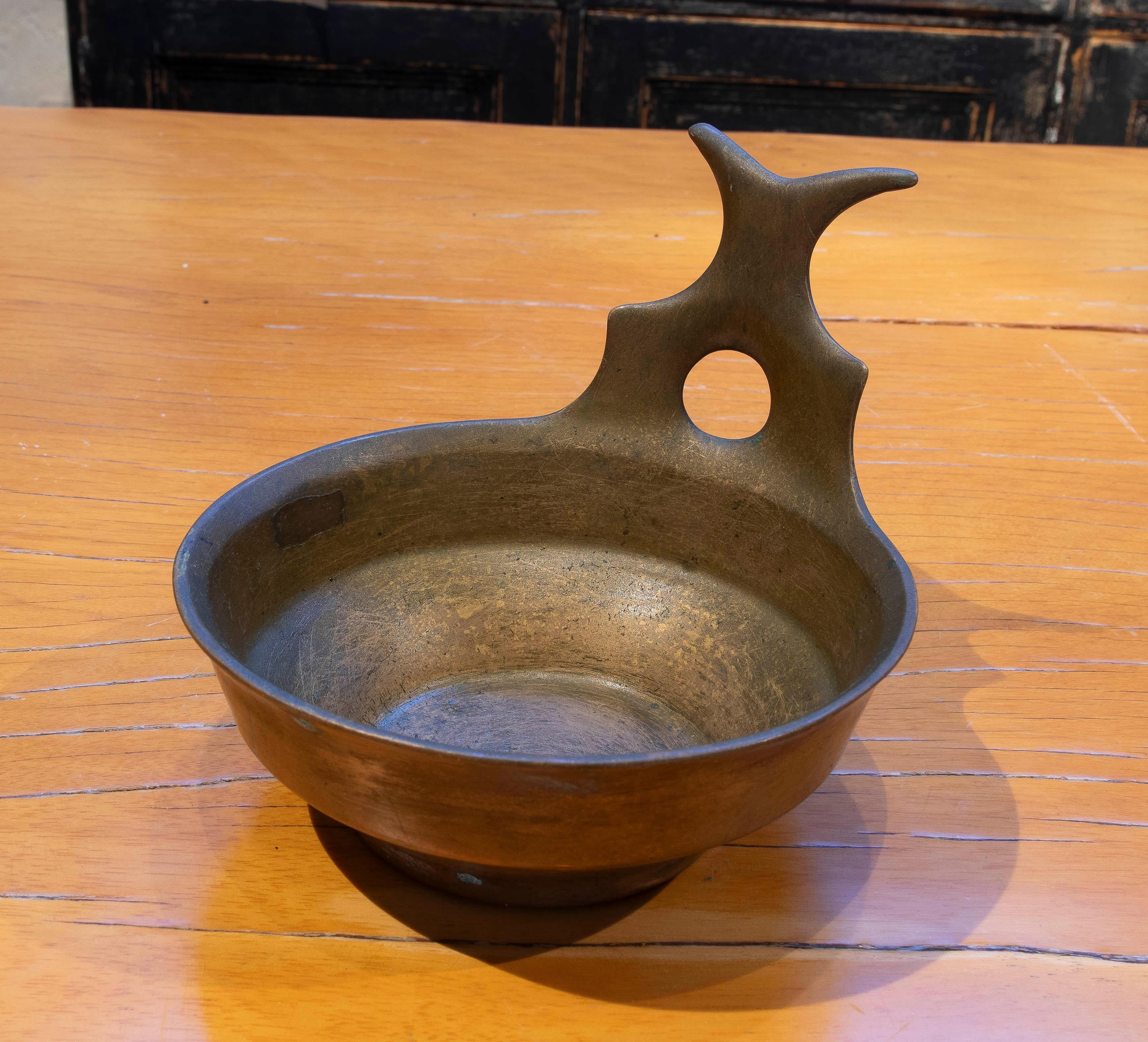 Bronze Bowl by Esa Fredigolli, Italy. Signed In Good Condition For Sale In Marbella, ES