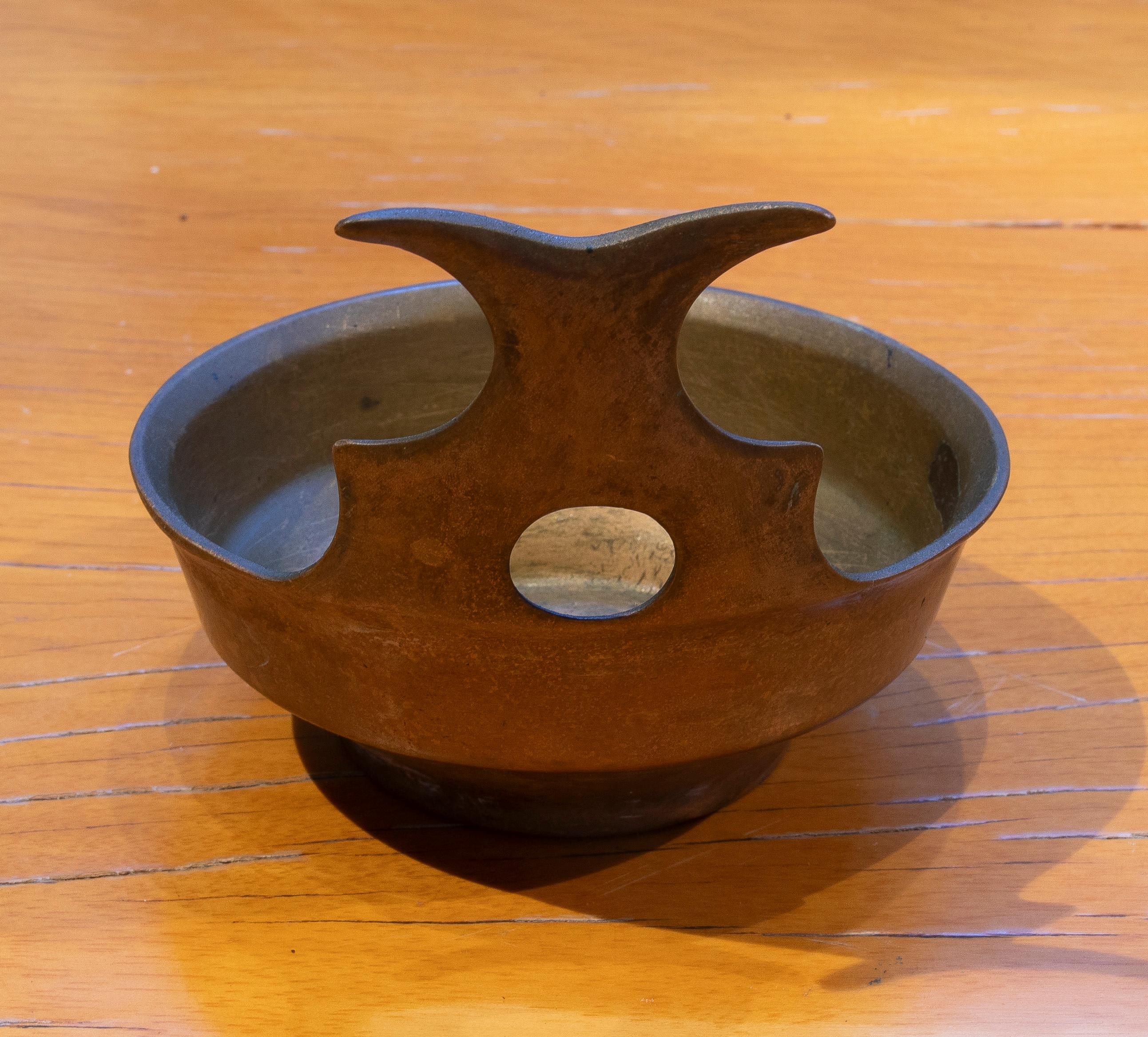 Bronze Bowl by Esa Fredigolli, Italy. Signed For Sale 2
