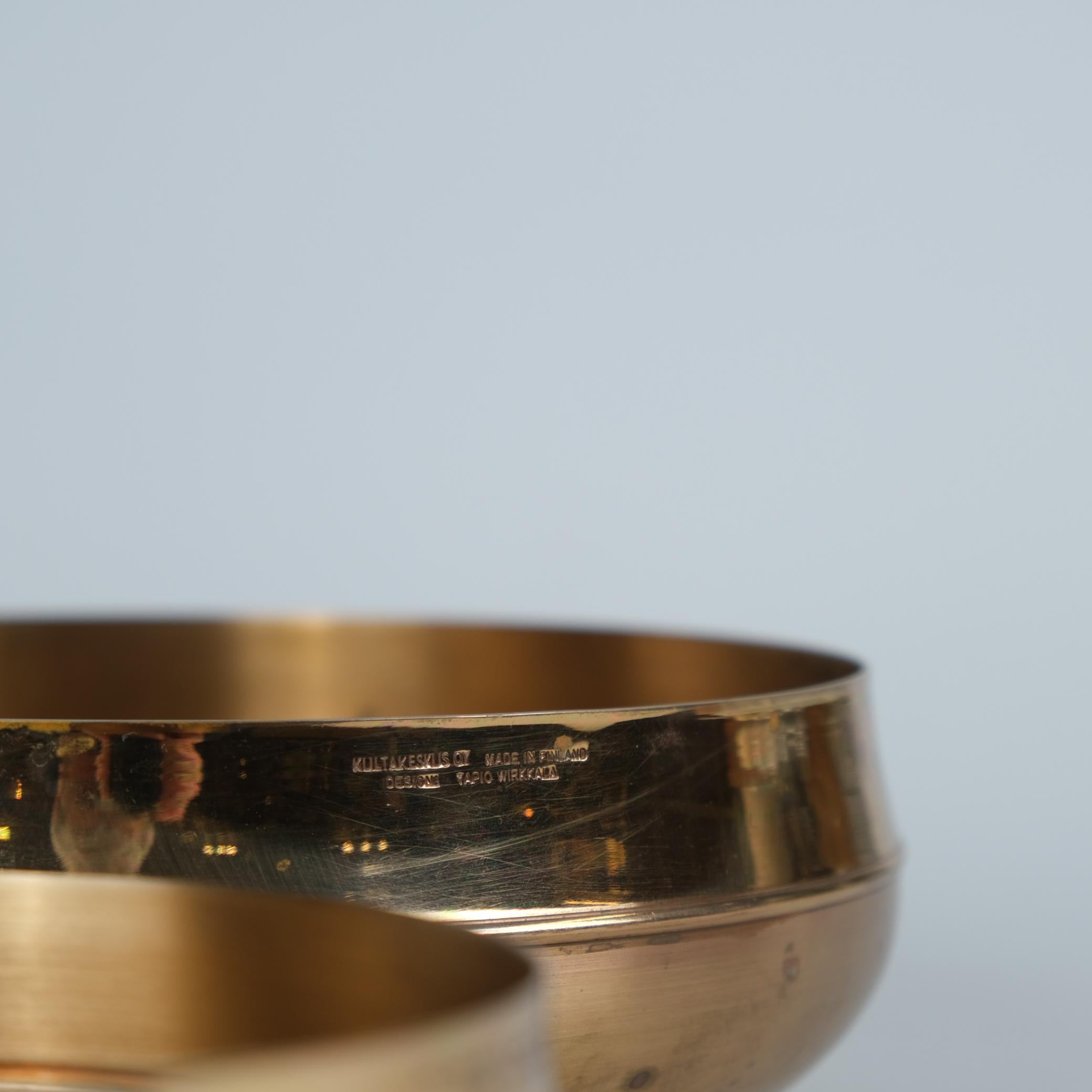 Ciotole in bronzo di Tapio Wirkkala Modelli 446-448, Kultakeskus anni '70 In condizioni buone in vendita a Helsinki, FI