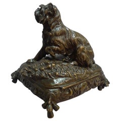 Bronze Box with Animalier Dog by Prosper Lecourtier