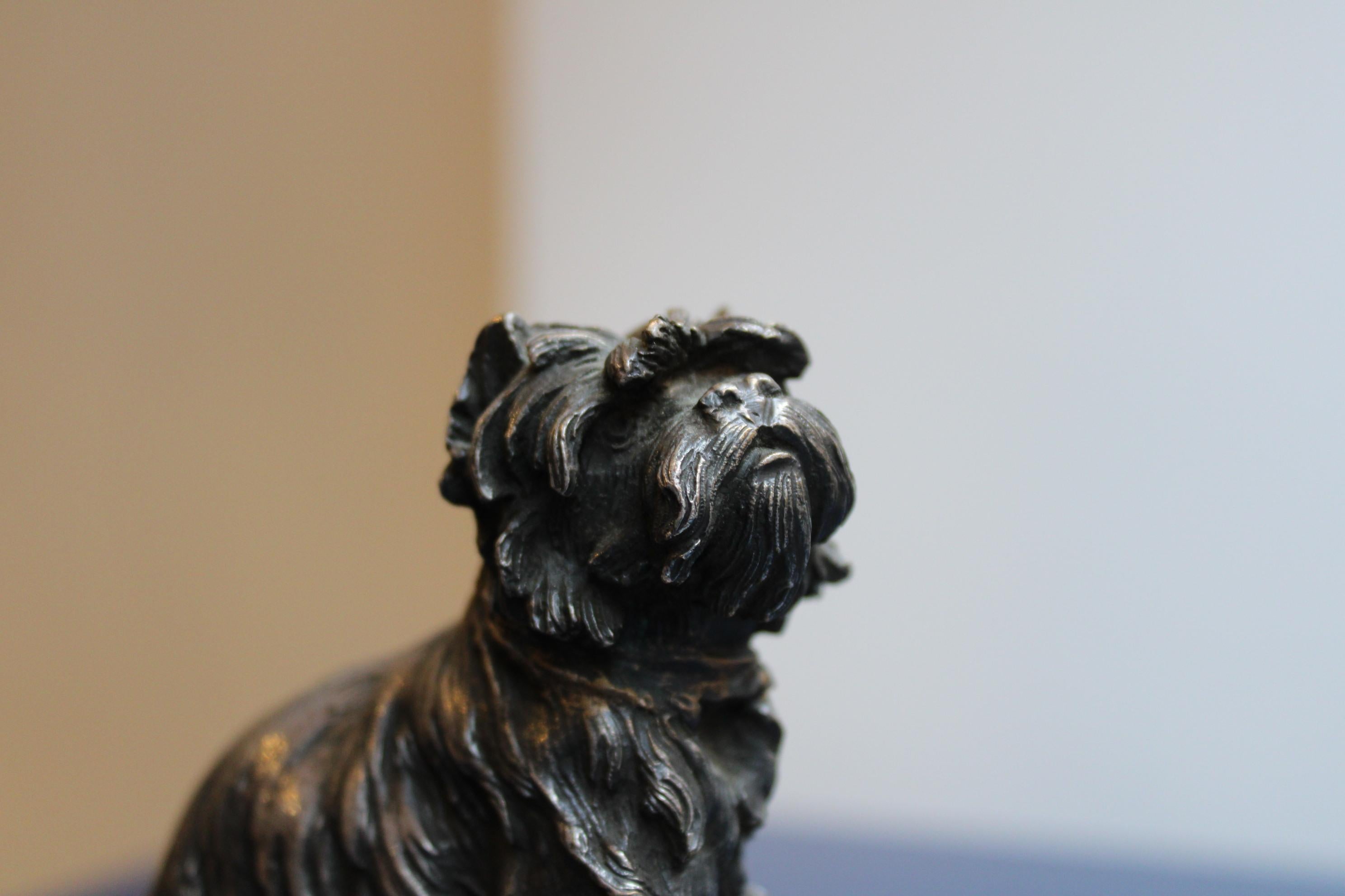 Bronze Bote en bronze avec chien de Prosper Lecourtier