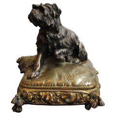 Bronzeschachtel mit Hund von Prosper Lecourtier