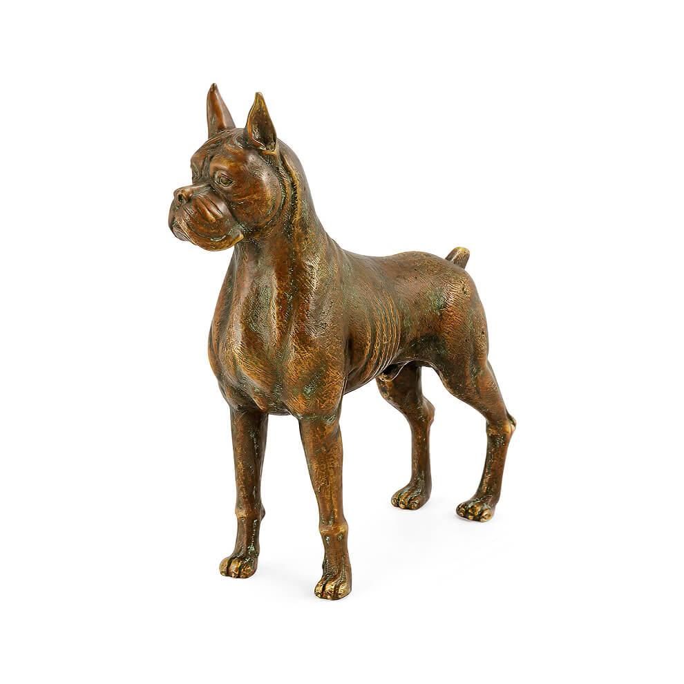bronze boxer dog statue