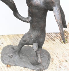 Bronze Boxing Hares Statue Garden Sculpture Rabbits