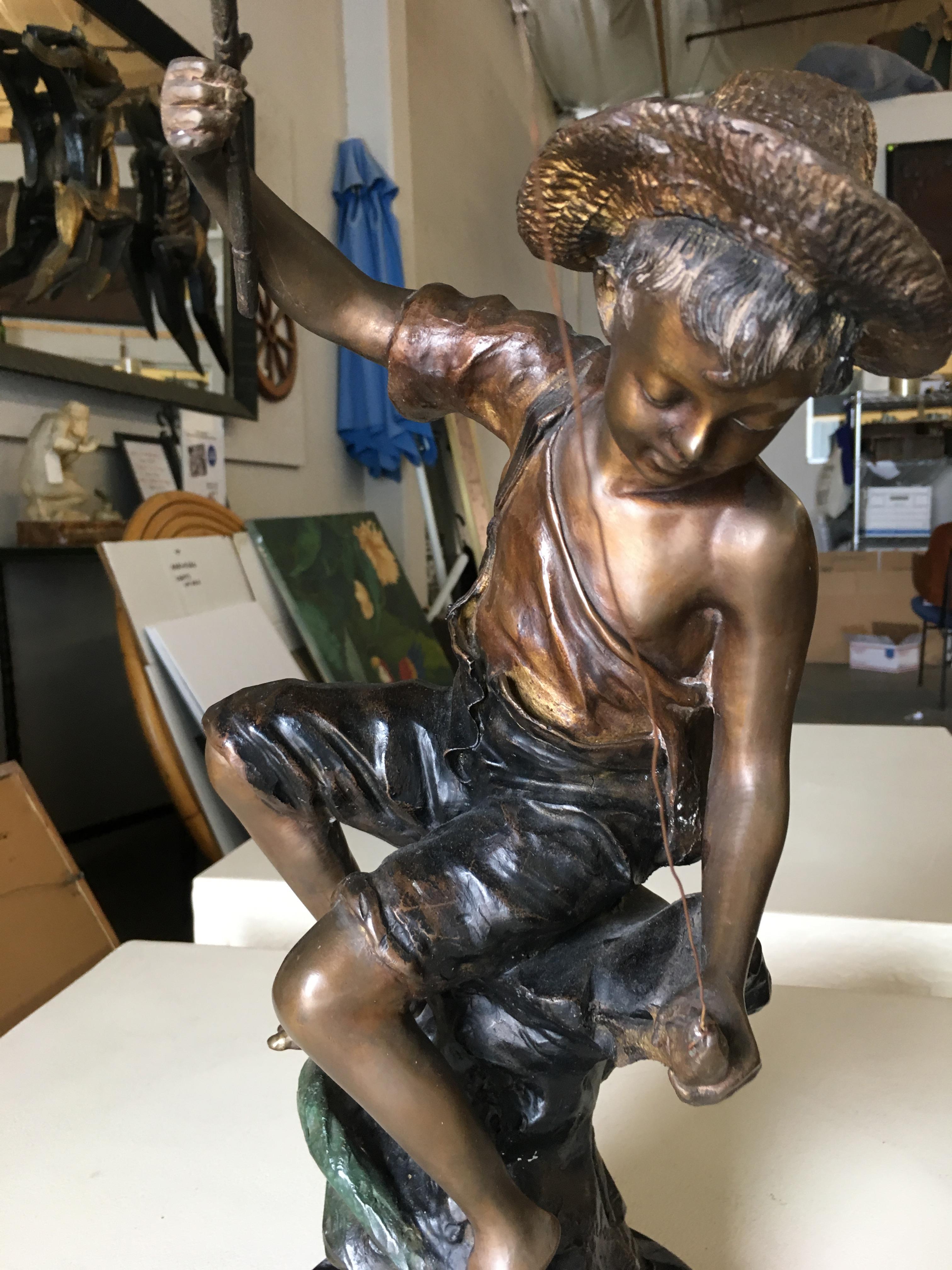 black boy fishing statue for sale