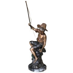 Bronze "Boy Fishing" Statue by Goldscheider