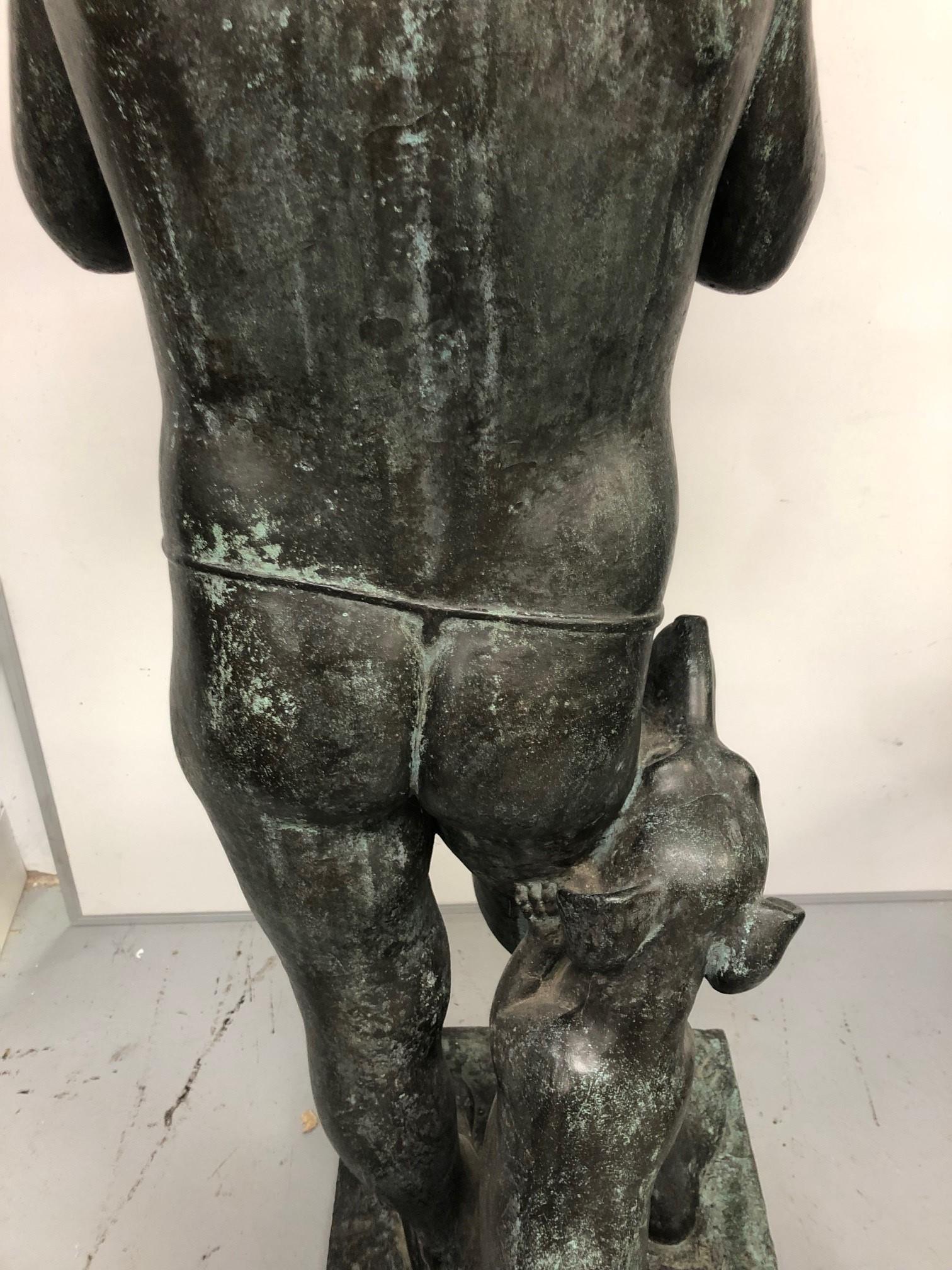 20th Century Bronze Boy Statue Holding a Turtle Signed by Edward Fenno Hoffman, III 1954 For Sale